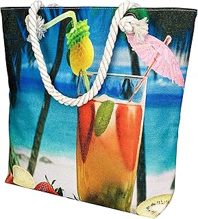 SHANMEI Borsa Mare Donna, Borsa da Spiaggia in Tela con Chiusura Zip, Borse Donna Estive Stile Marino, Borsa a Tracolla da Donna, Borsa da Mare per Viaggio, Vacanze, Spiaggia