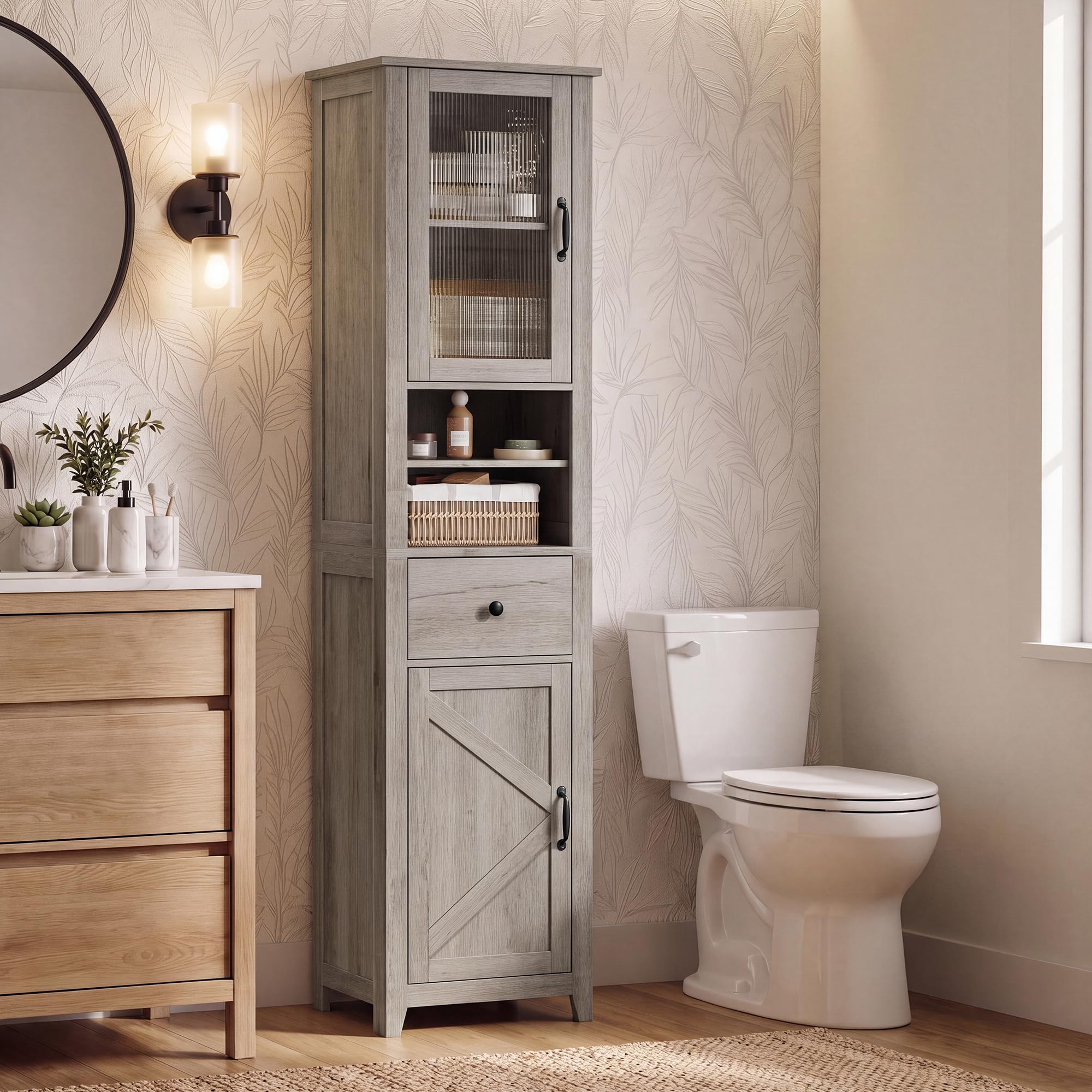 VASAGLE Tall Bathroom Cabinet, Narrow Space Saver