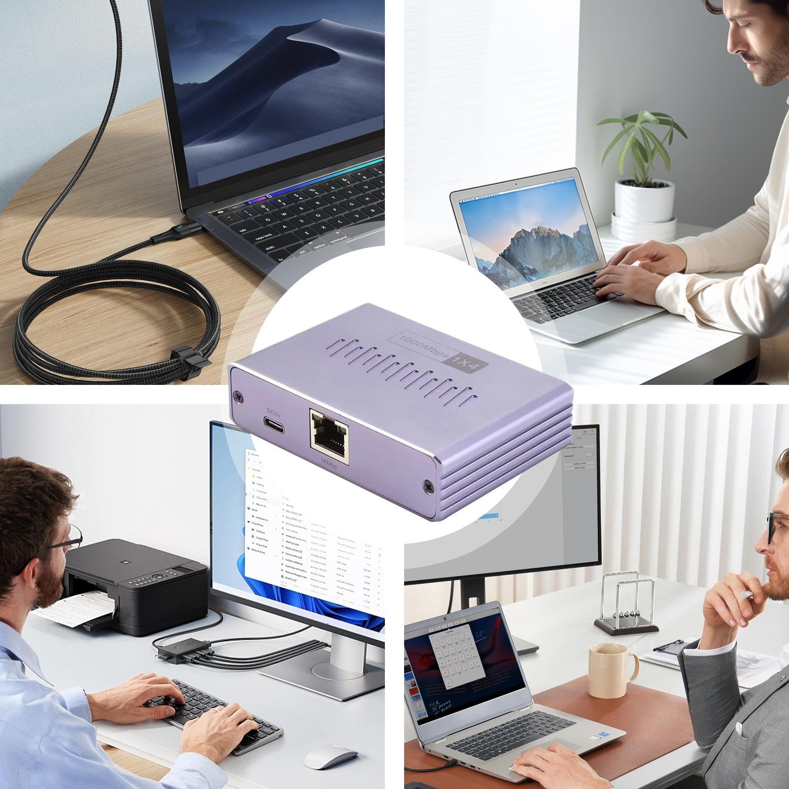 Connettore splitter LAN - Splitter Internet ad alta velocità, espansore di segnale cablato | L'adattatore cavo da 1 a 4 porte supporta un trasferimento rapido di 1000Mbps, collegamento affidabile per