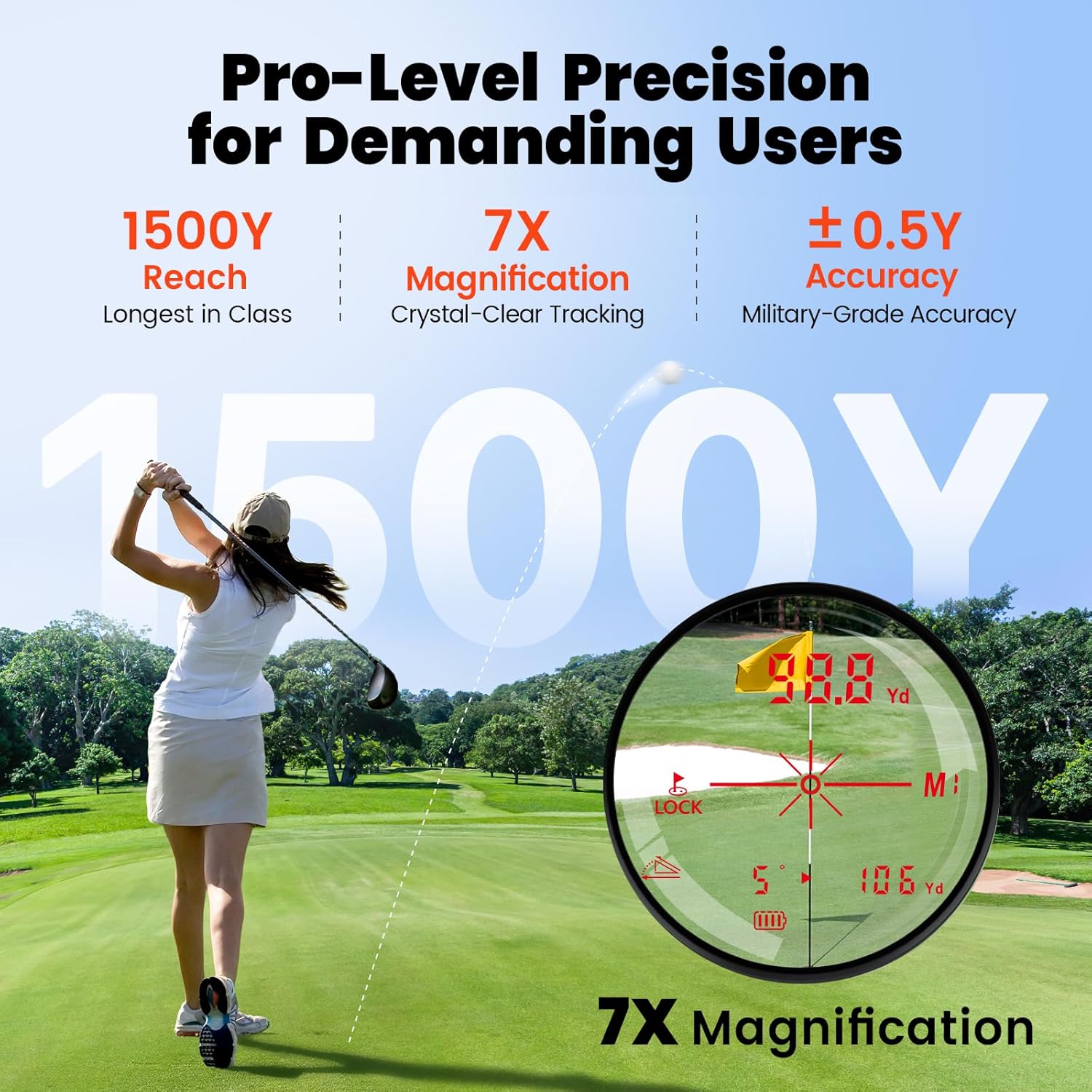 KF1500 Golf Rangefinder with Slope 1500Y+ Bestsee KX1500AG Golf Laser Rangefinder 1500Y+ 85% Transmission Lens