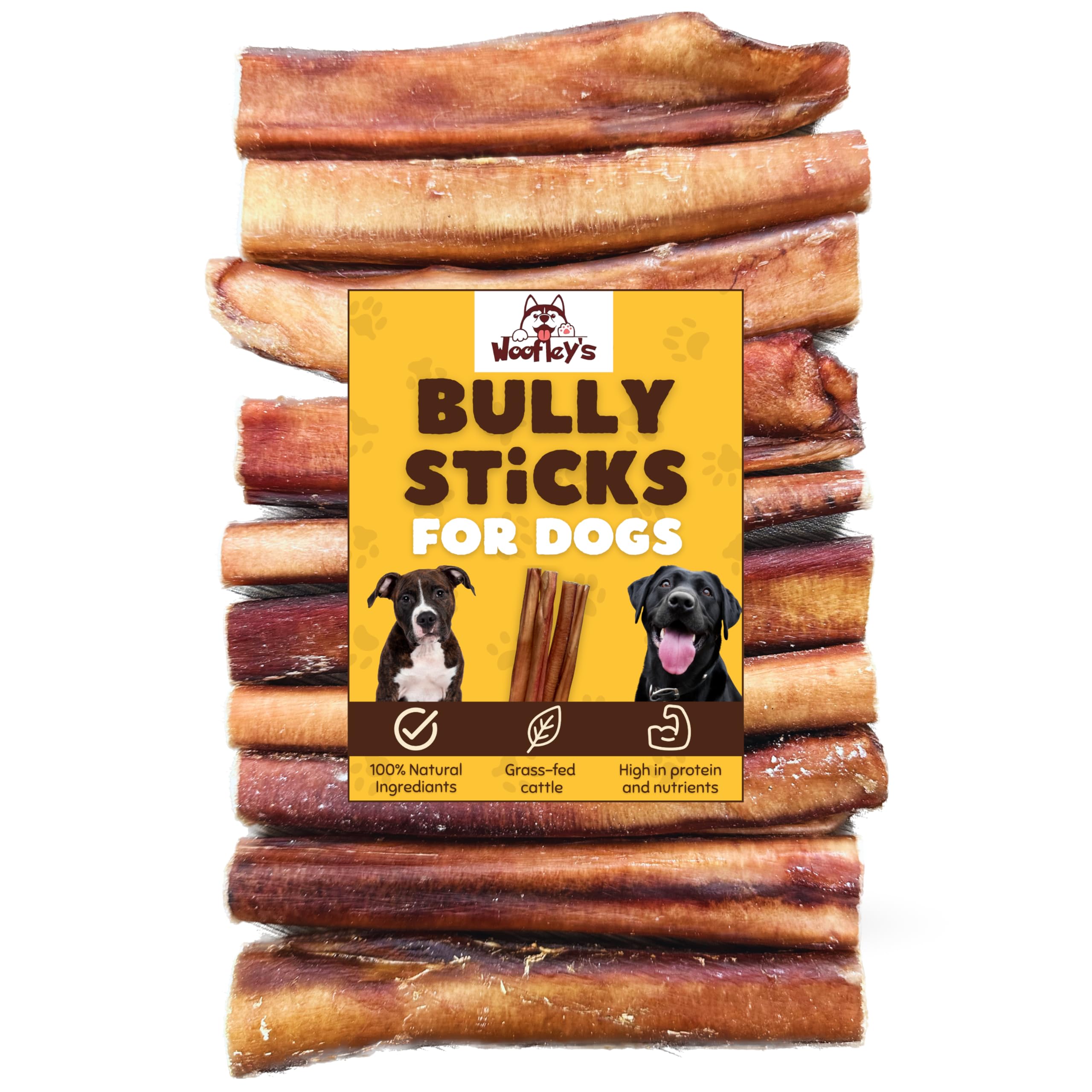 6" Jumbo Thick Buffalo Bully Sticks - (18 Count) - Bully Sticks for Dogs - Long Lasting Bully Stick Dog Chews
