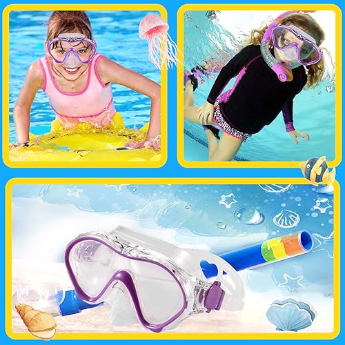 Miniatura 6 de Máscara de natación para niños, gafas de natación con cubierta para la nariz, máscara de buceo para buceo, lente antivaho impermeable, enchufe de