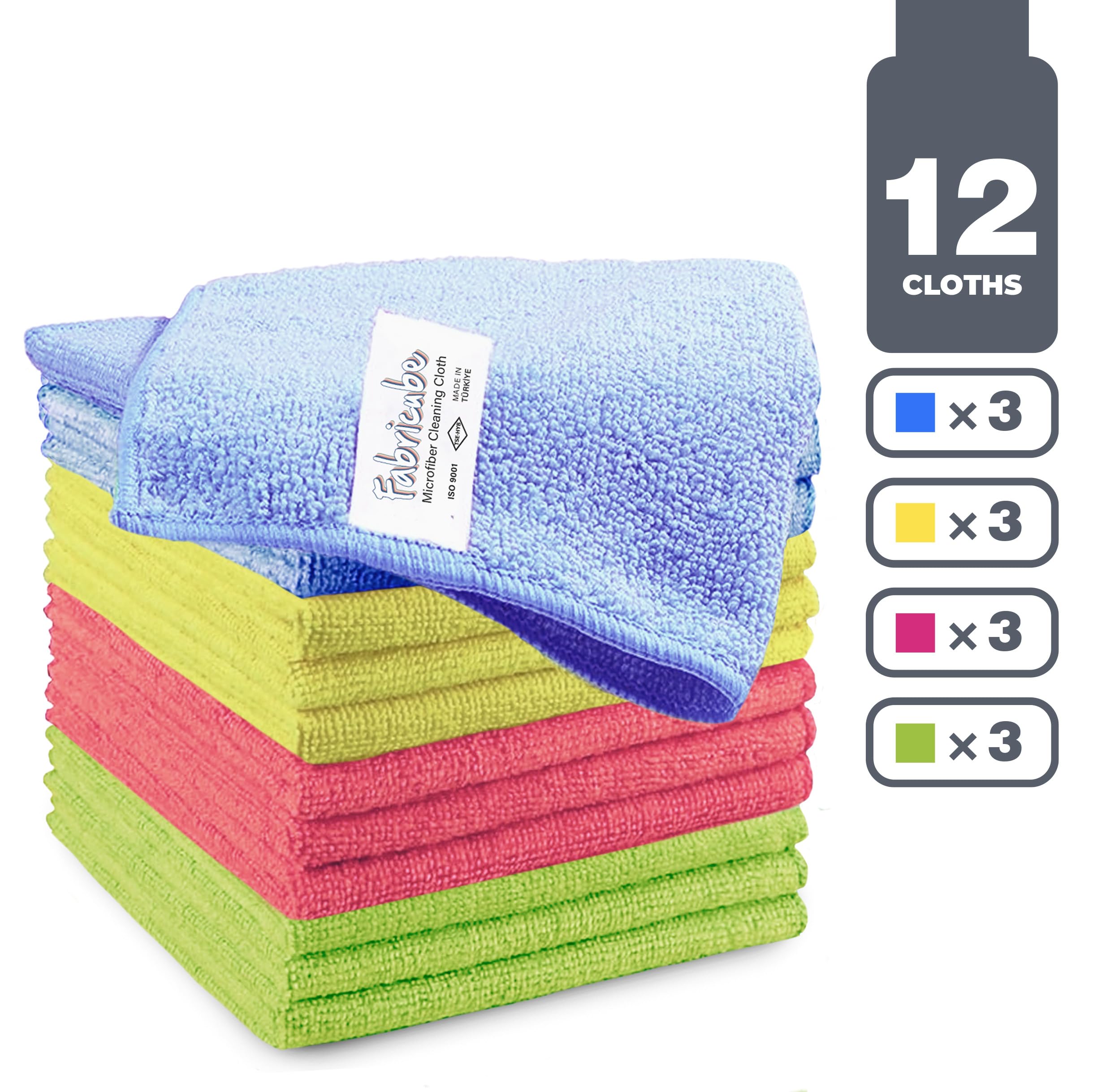 Paño de limpieza de microfibra de 4 colores | 20% poliamida para succión de líquidos elevada | Suministro de secado imprescindible para tareas del hogar, cocina y accesorios para el hogar | Trapos con