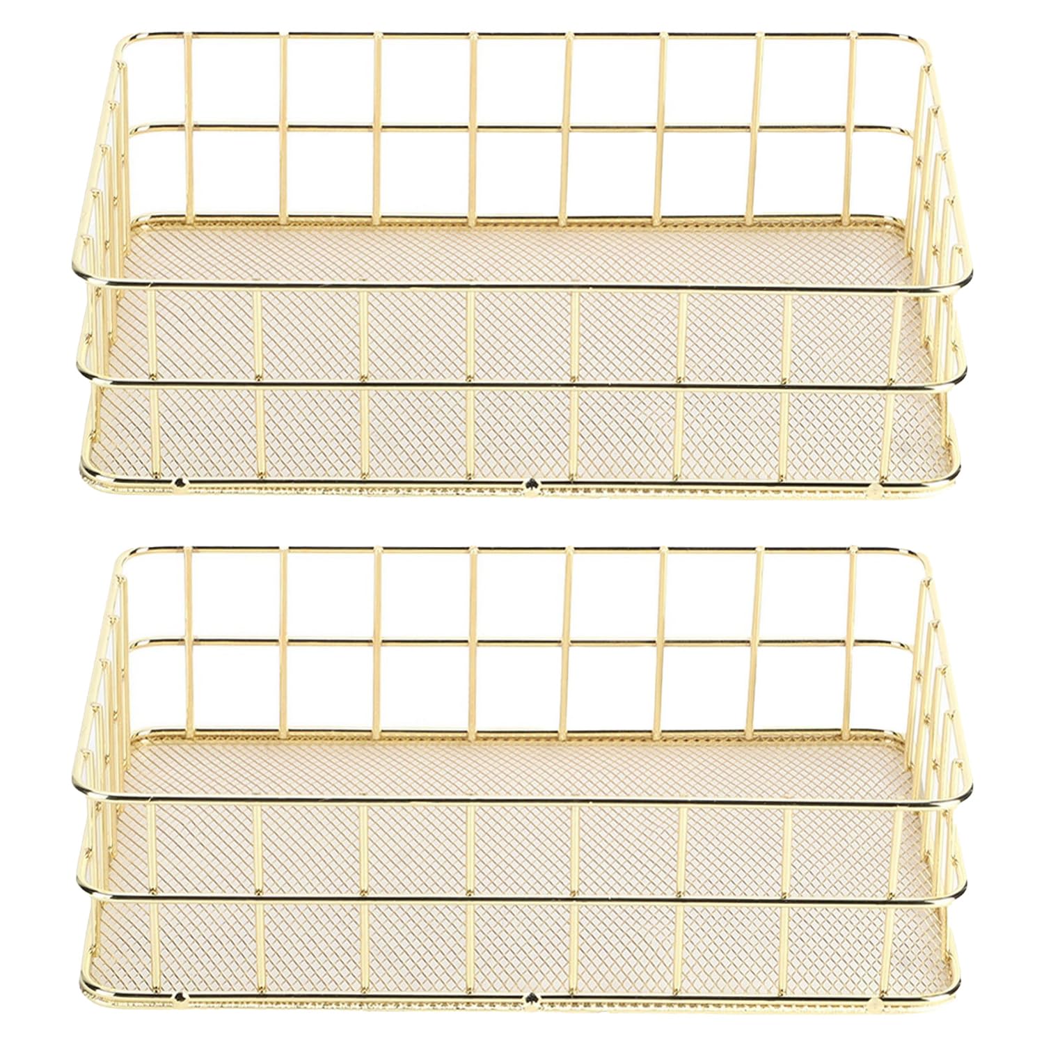 Panier en treillis métallique de rangement bureau doré bac filet pour papeterie cosmétique