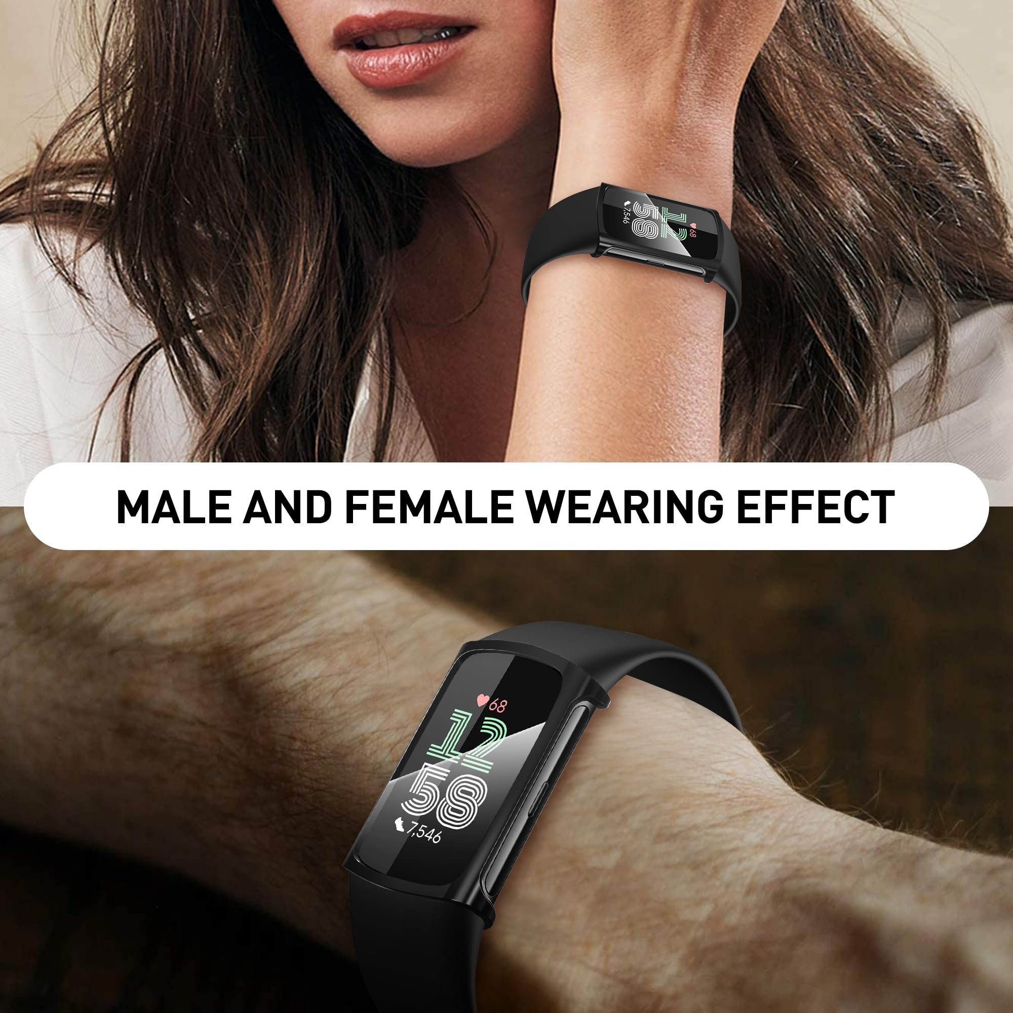 FONREST Custodia per Fitbit Charge 5 con pellicola protettiva, in morbido TPU, sottile, ultra sottile, trasparente, antigraffio, protezione completa (colori misti), confezione da 6