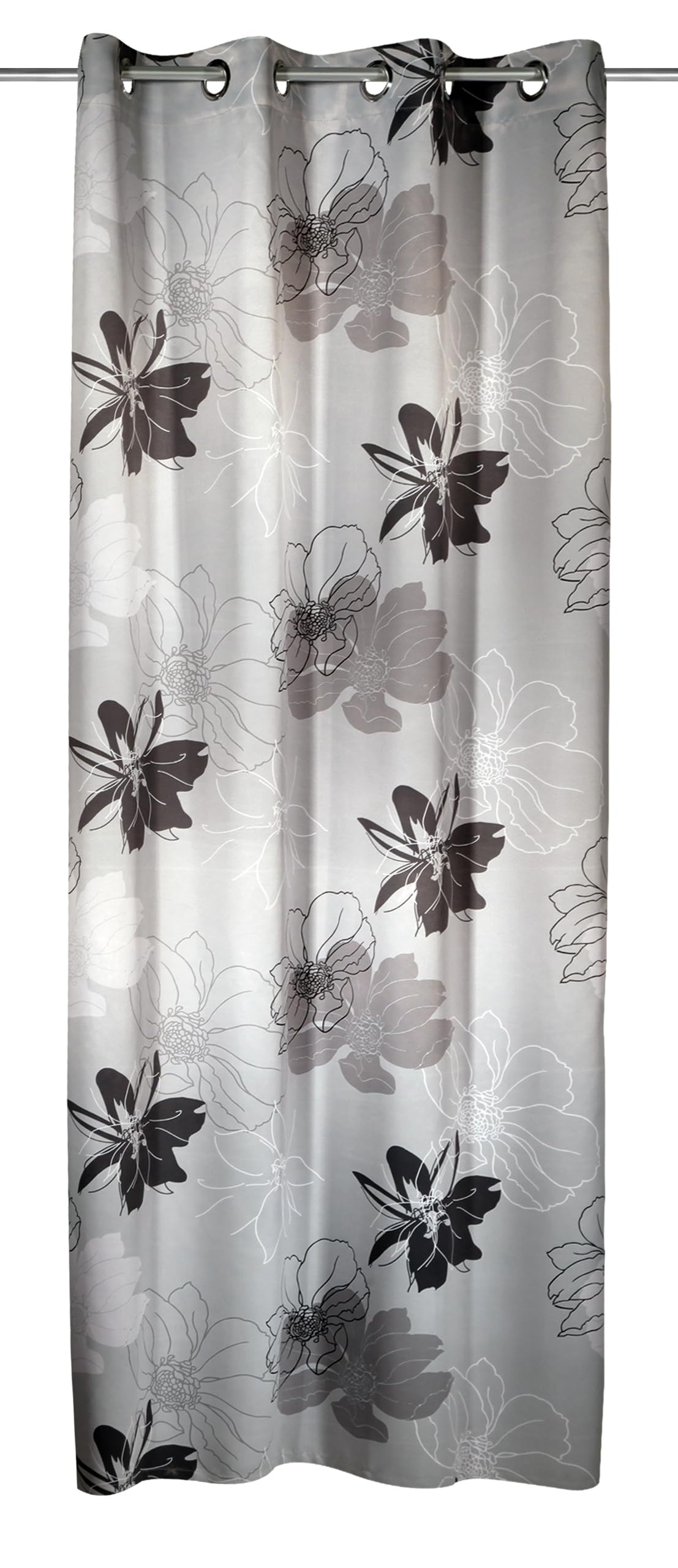 Gardinia Eyelet Curtains Dimout Flowers Grey 135 x 245 cm