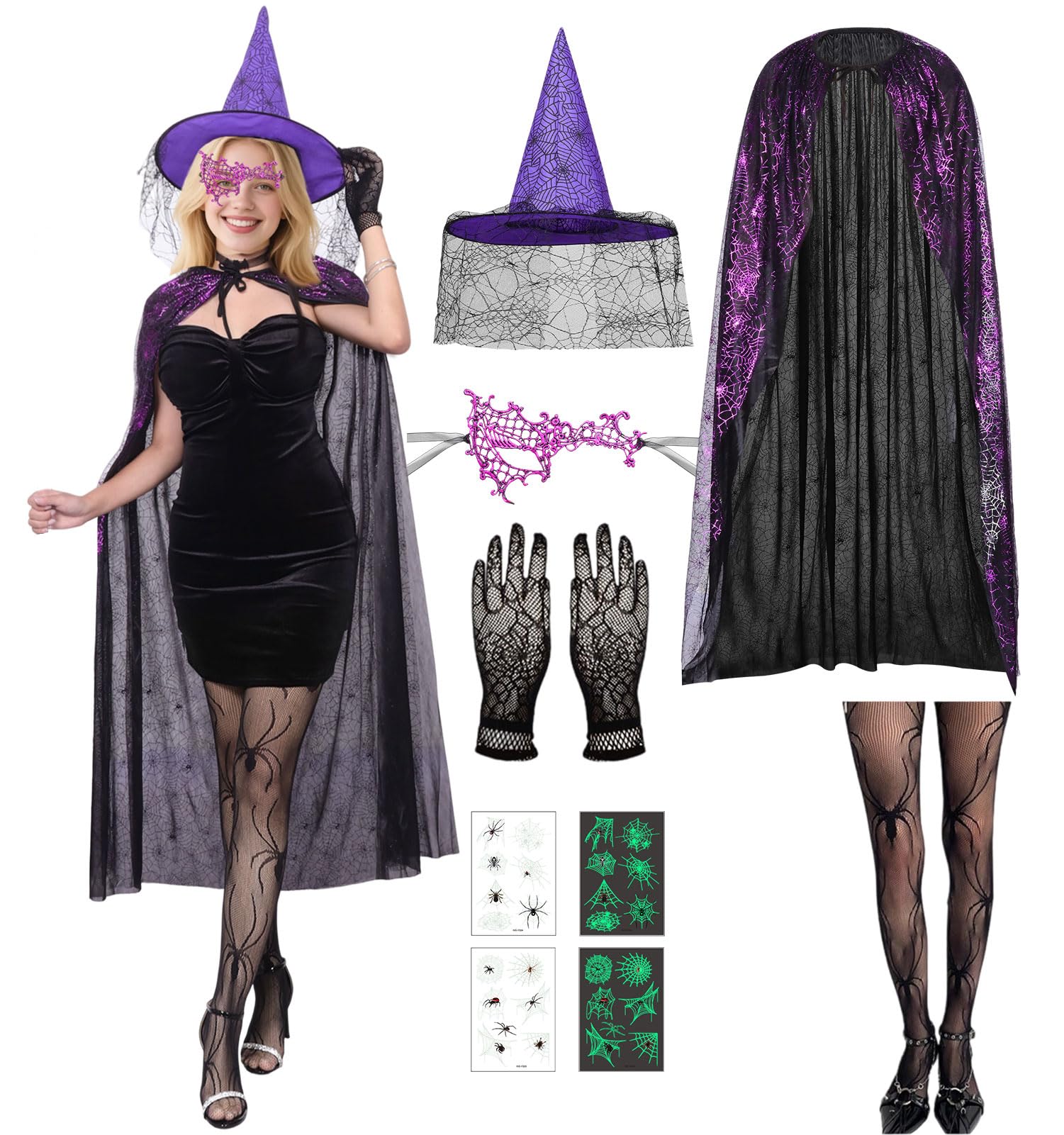 HarnyLoom Witch Costume Adult Spider Women Halloween Costume