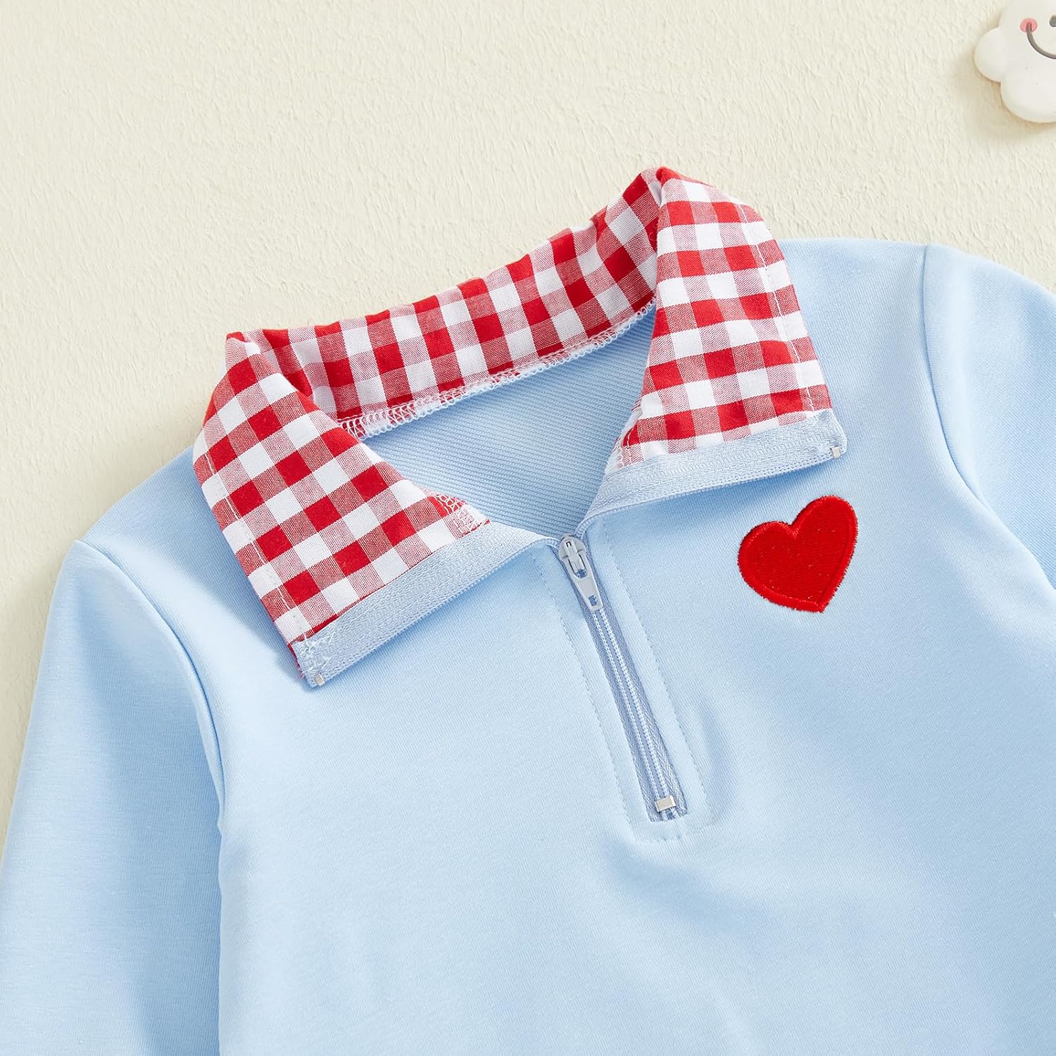 Toddler Boy Girl Valentines Day Outfit Heart Embroidery Sweatshirt Lapel Neck Pullover Shirt Top Kids Spring Clothes - Image 6