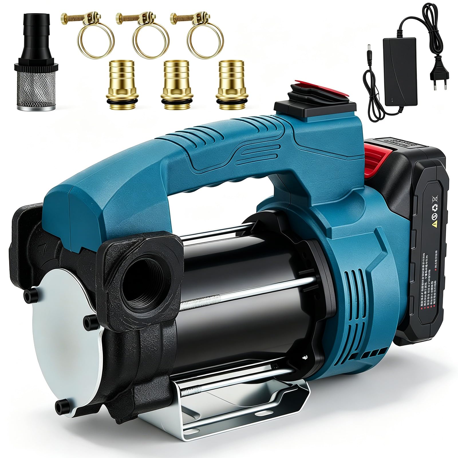 Bomba diésel con batería, 18 V, 40 L/min, bomba de aceite autocebante | 15 m de altura de extracción, 3 m de altura de aspiración, inalámbrico, silencioso y móvil, perfecto para diésel y queroseno