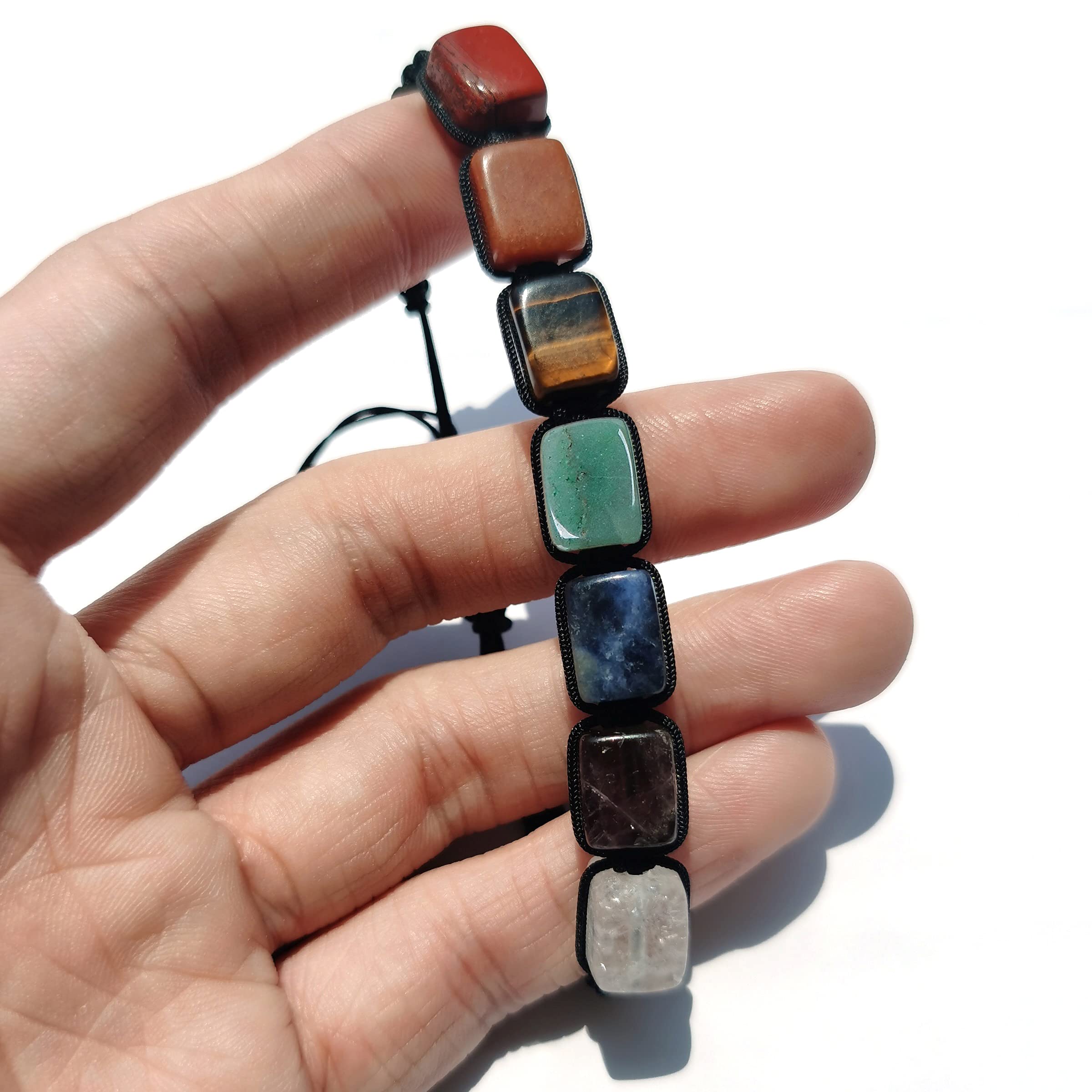 LYGBAOFUL 2er-Pack verstellbare 7-Chakra-Armbänder mit Kristallsteinen, übernatürliche Reiki-Armbänder für Damen und Herren