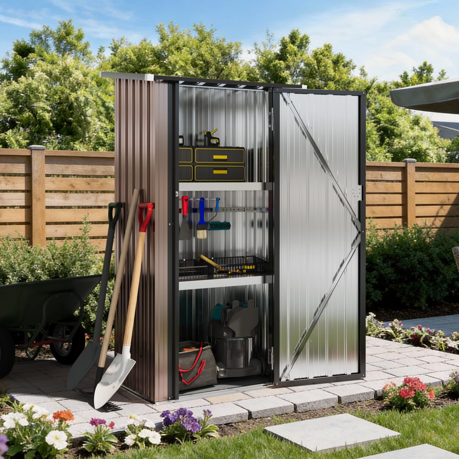 Aoxun Metall Gerätehaus für Garten, Hinterhof, Terrasse