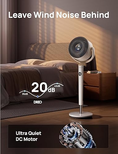 Miniatura 4 de Dreo Ventilador inteligente para dormitorio, ventiladores oscilantes omnidireccionales de 120 + 120, ventilador de pedestal silencioso de 90 pies