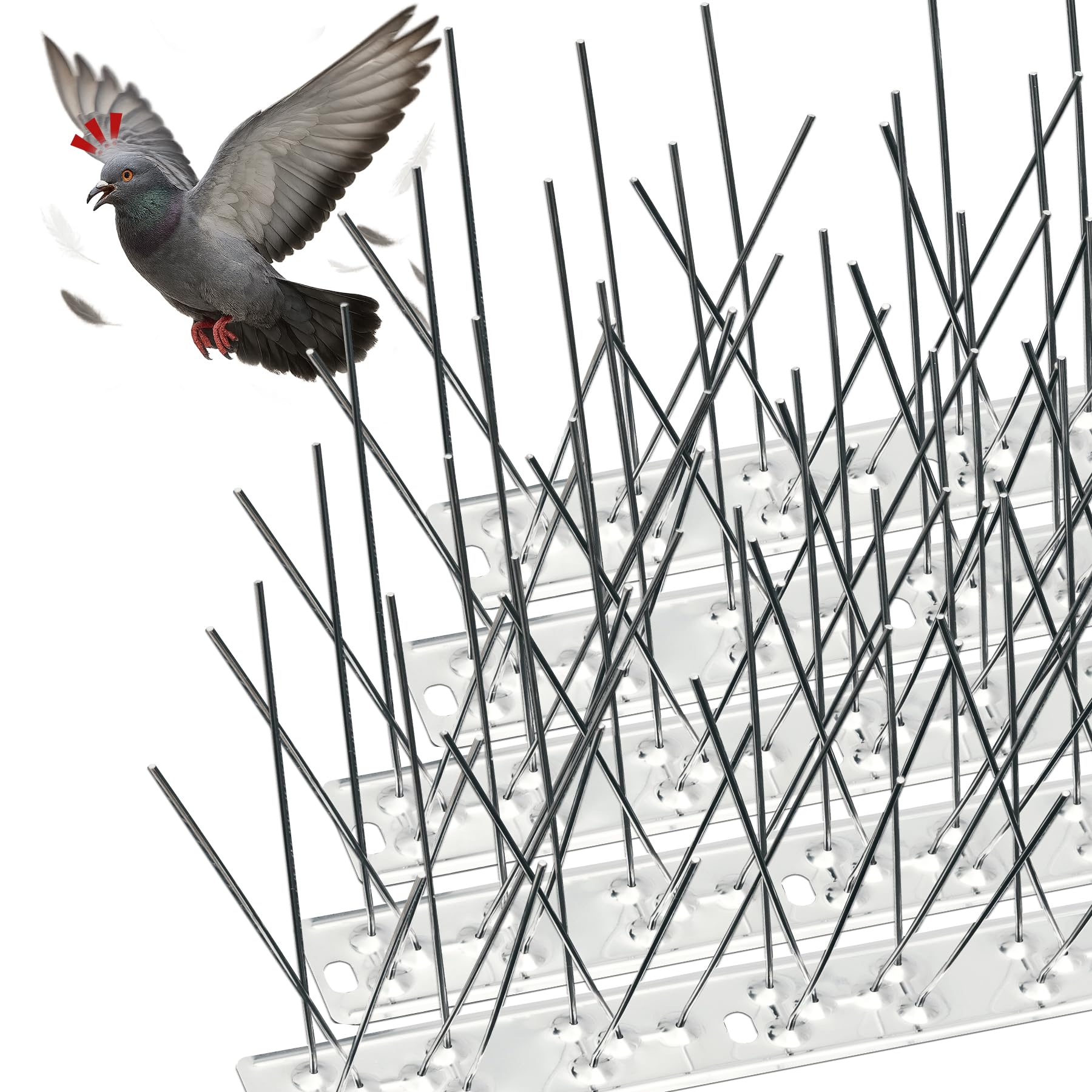 VOUNOT® Pic Anti-​Pigeon en Acier Inoxydable 3.5M Pic Anti Oiseaux avec Attaches Câbles Facile à Installer sur Toit Balcon Fenêtre 14 Pcs x 25cm pour eloigner Les Corbeaux Les Mouettes et Les Moineaux