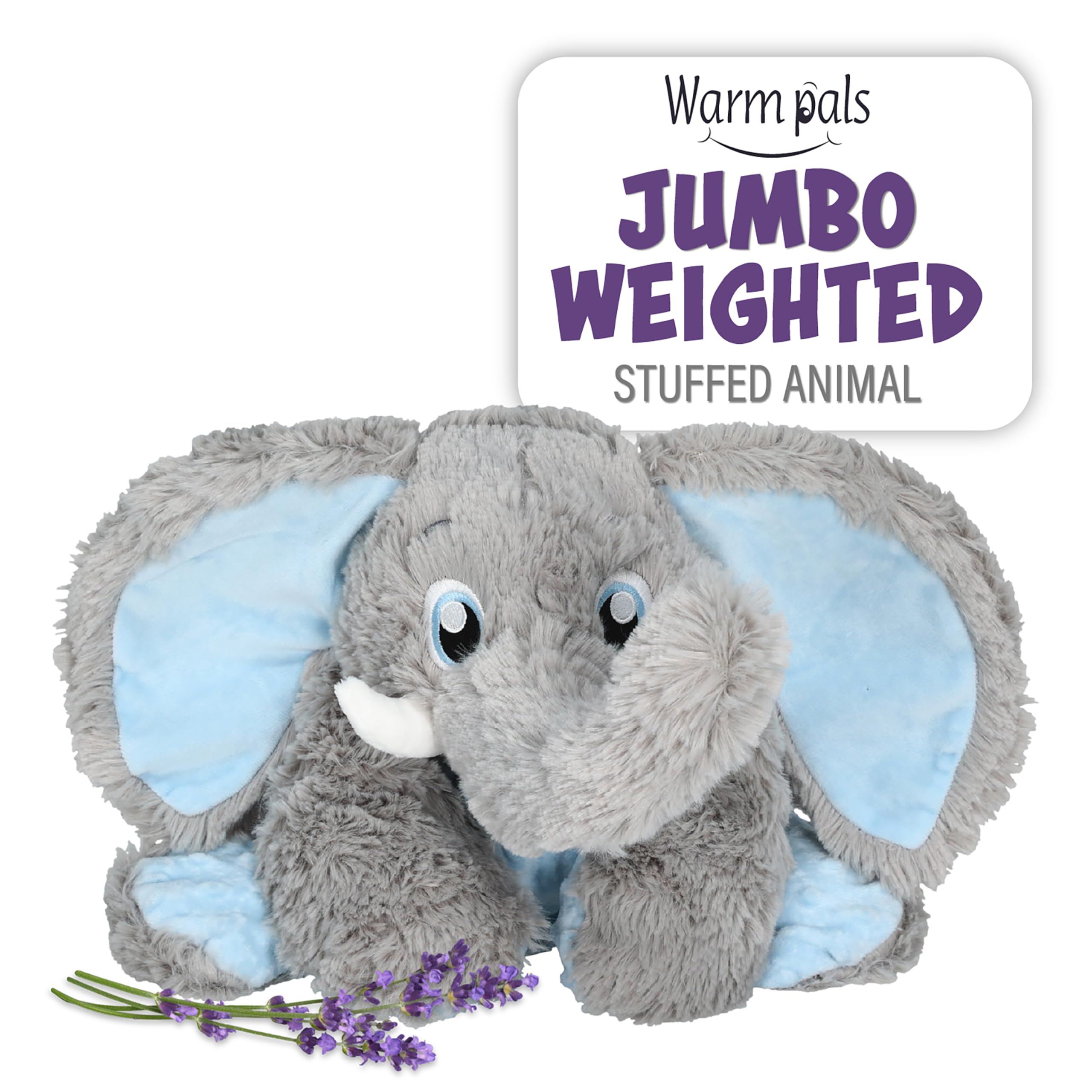 1i4 Group Weighted Hugs by Warm Pals - Elephant - 4lbs - Cozy Microwavable Lavender Scented Plush Toys - Stuffed Animal - Calming & Comforting Plushie