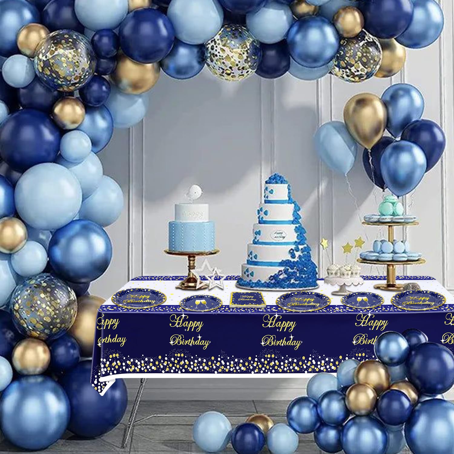 Lot De 3 Nappes D'anniversaire Et Fête, 137 X 274 Cm, Bleu