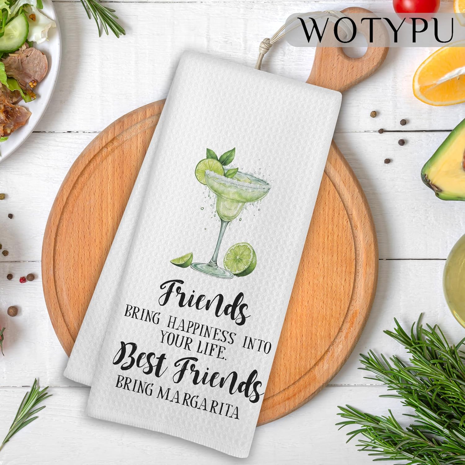 Friend and Margarita Kitchen Bar Towels, Margarita Gifts for Women Dish Tea Towel, Cocktail Lover Gifts Decorative Hand Towels for Kitchen Home Bar Cart Decor, 16x24 Inch - Image 2