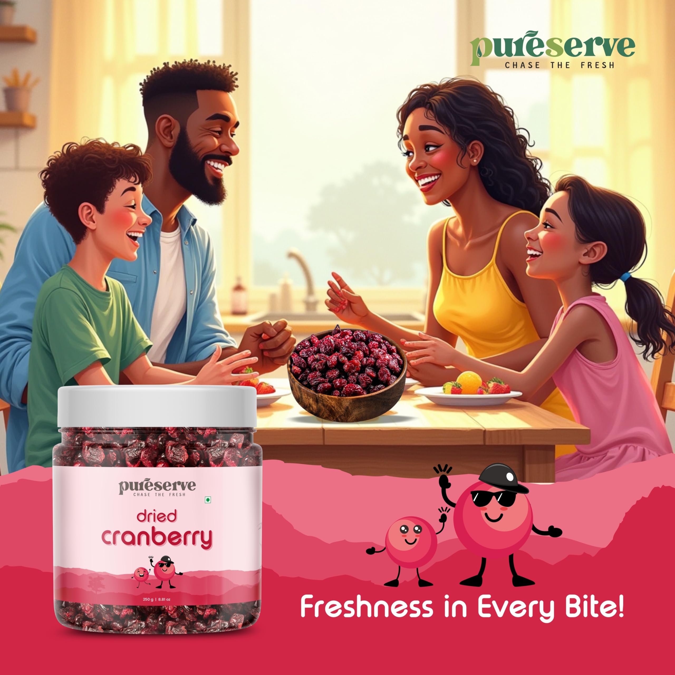 Pureserve Premium Dried Cranberries 250g – Naturally Sweet & Tangy | Antioxidant-Rich Superfood | No Added Preservatives | Ideal for Snacking, Baking & Smoothies - Image 6 thumbnail