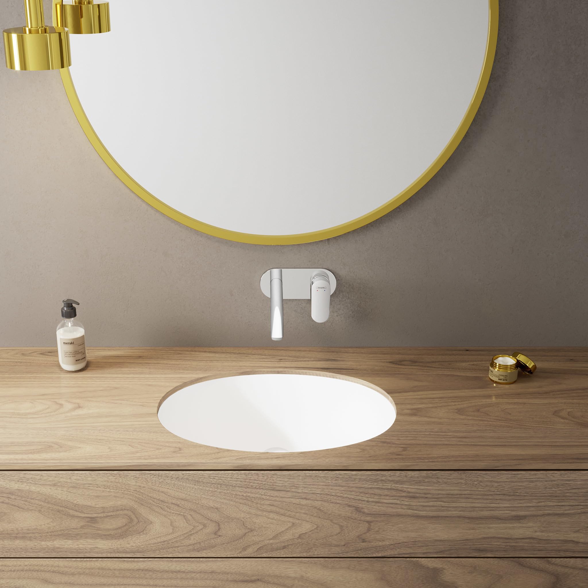 hansgrohe Vernis Blend - Waschtischarmatur Unterputz für Wandmontage, Wasserhahn Bad mit Auslauf Länge 20,7 cm, Mischbatterie Waschbecken wassersparend (EcoSmart), Chrom, 71576000