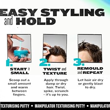 TIGI Bed Head Manipulator Hair Putty 2-Pack Firm Hold Paste, Hair Styling Products for Women and Men, Frizz Control, Anti-Humidity, Tropical Fruit Fragrance, 2.01 Oz Ea