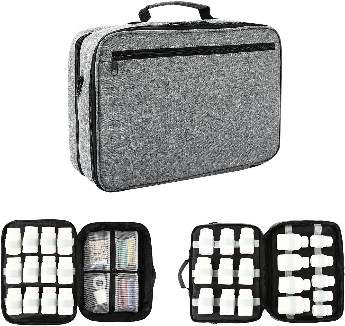 Travel Medicine Bag, Pill Bottle Organizer Large, 2 Layer