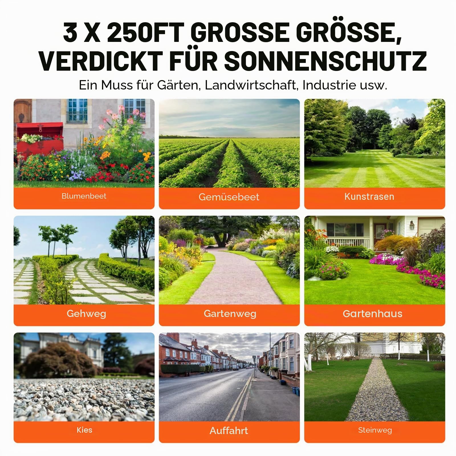 VEVOR 170g/m² Unkrautvlies Gartenvlies gegen Unkraut 0,9x76,2m Unkrautfolie aus PP Wasserdurchlässig Reißfest Korrosionsbeständig Unkrautflies 850/950N Zugfestigkeit Unkrautschutz Bodengewebe