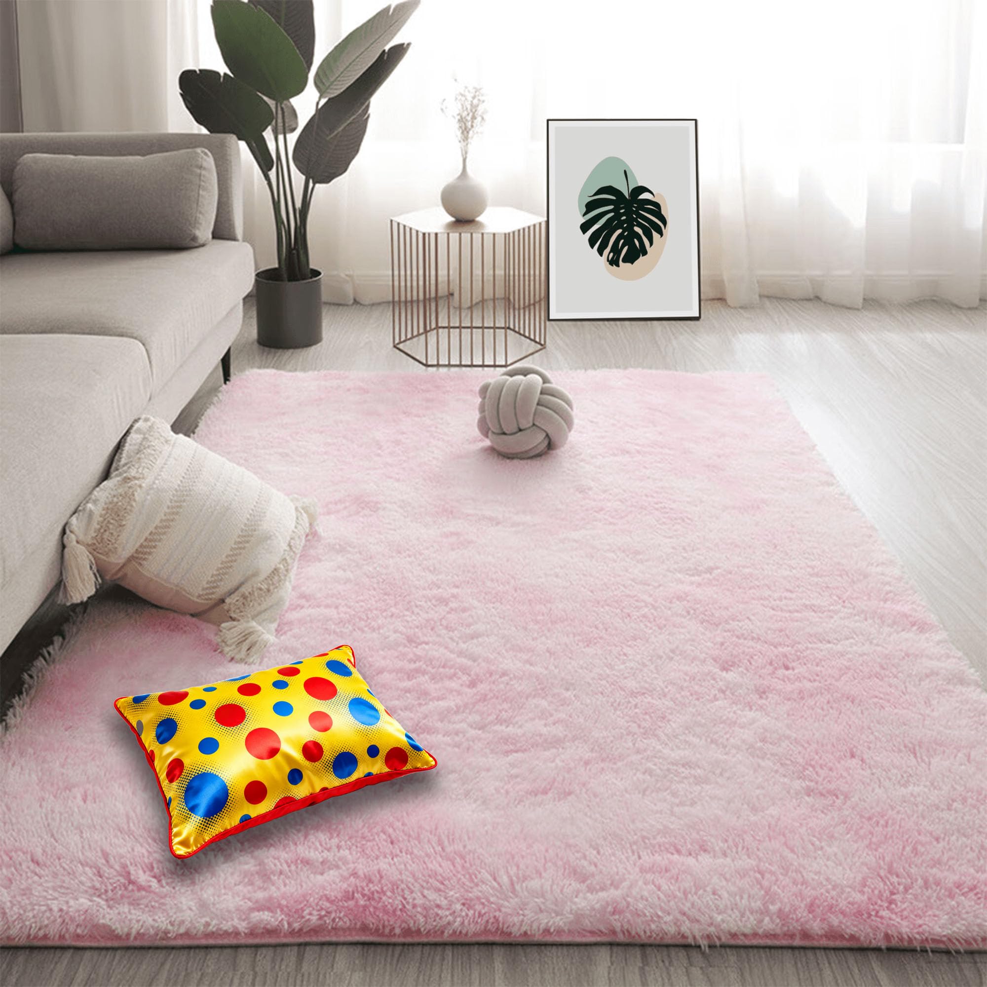 Tapis de sol rose pour décoration salon et chevet de chambre