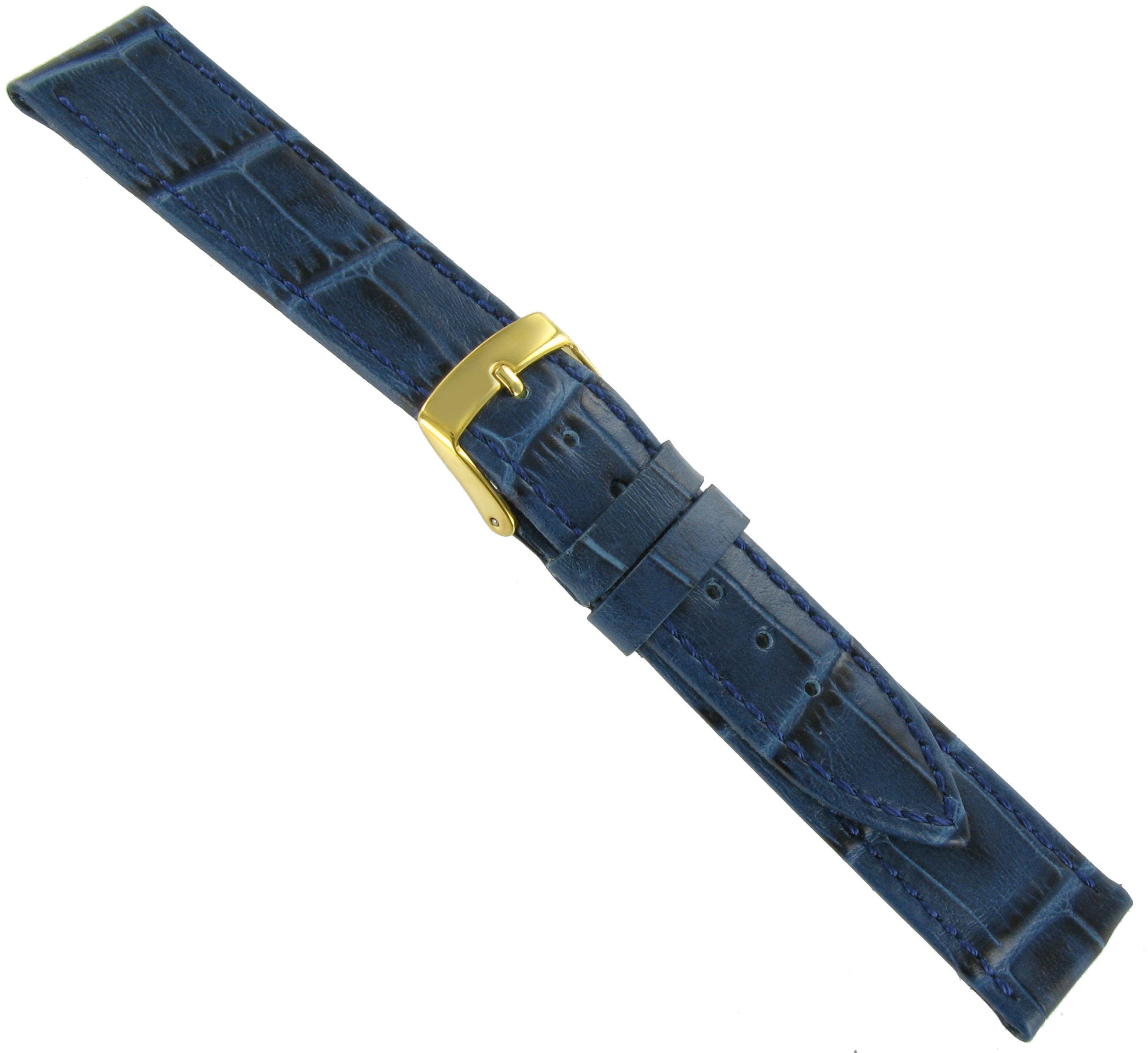 Morellato 20mm Genuine Leather Alligator Grain Lightly Padded Stitched Matte Blue Watch Band Regular 2269