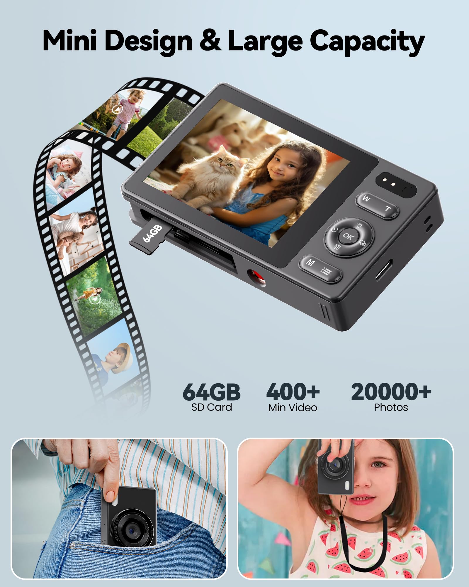 Macchina Fotografica Digitale Fotocamera con Scheda 64GB: 16X Zoom 48MP Videocamera Autofocus 1080P Vlog Camera 2 Batteria Fotocamera Compatta per Adolescenti Adulti