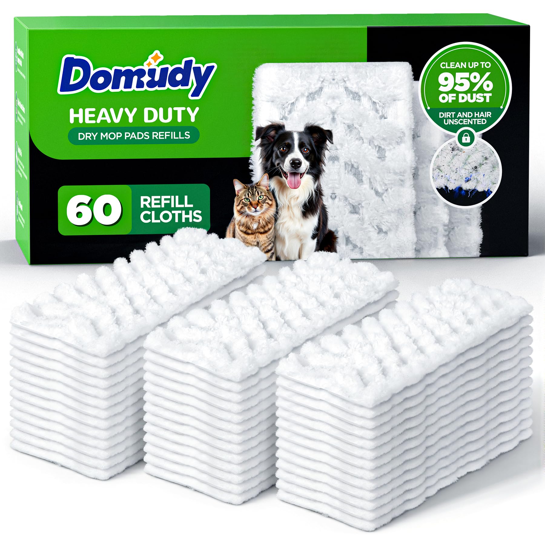 Photo 1 of  Heavy Duty Dry Sweeping Cloths Refills for Swiffer Sweeper Mop, Deep Clean Sweeper Pet Mop Pads for Multi Surface Floor Mopping & Cleaning, Disposable Dry Pad Refills Floor Duster, Unscented
