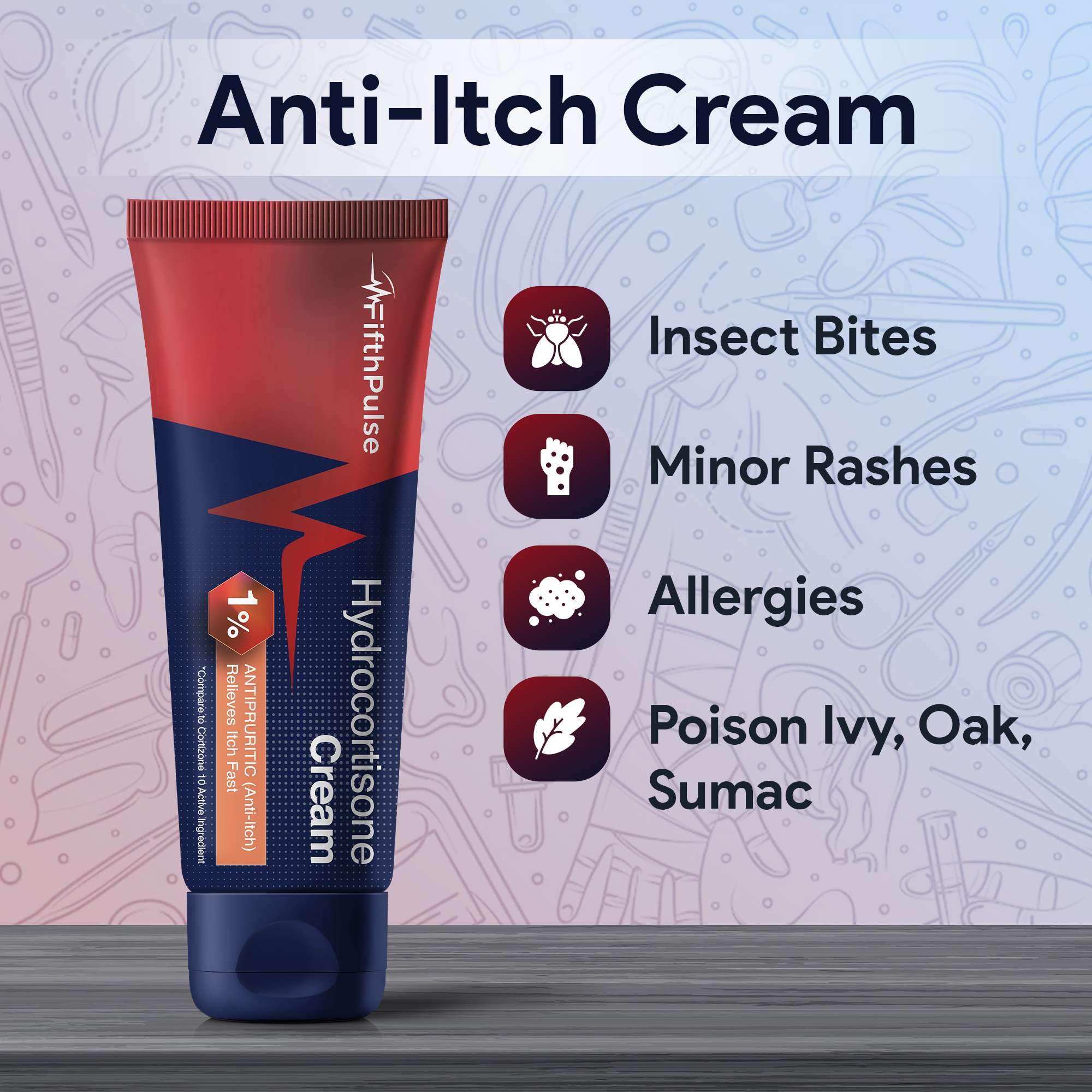 FifthPulse Hydrocortisone Cream 1% - 1 oz of Anti Itch Cream Extra Strength - Good for Allergies, Rashes, Insect Bites, Poison Ivy, Oak & Sumac, and More — Amazon image 3
