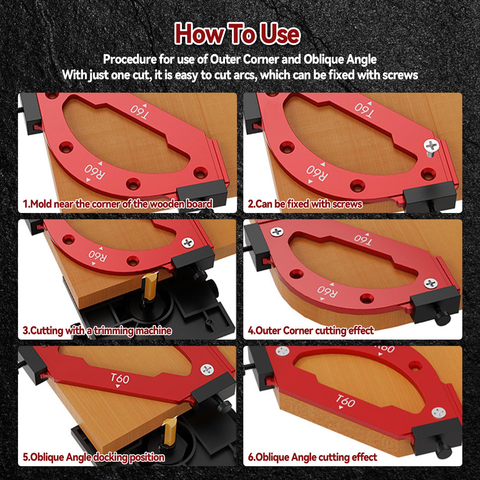 Radius Jig Router Templates Corner With Removable Clip, 7Pcs Aluminum
