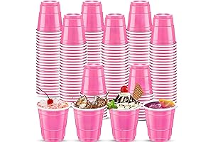 Pink Plastic Shot Glasses, 120 Packs