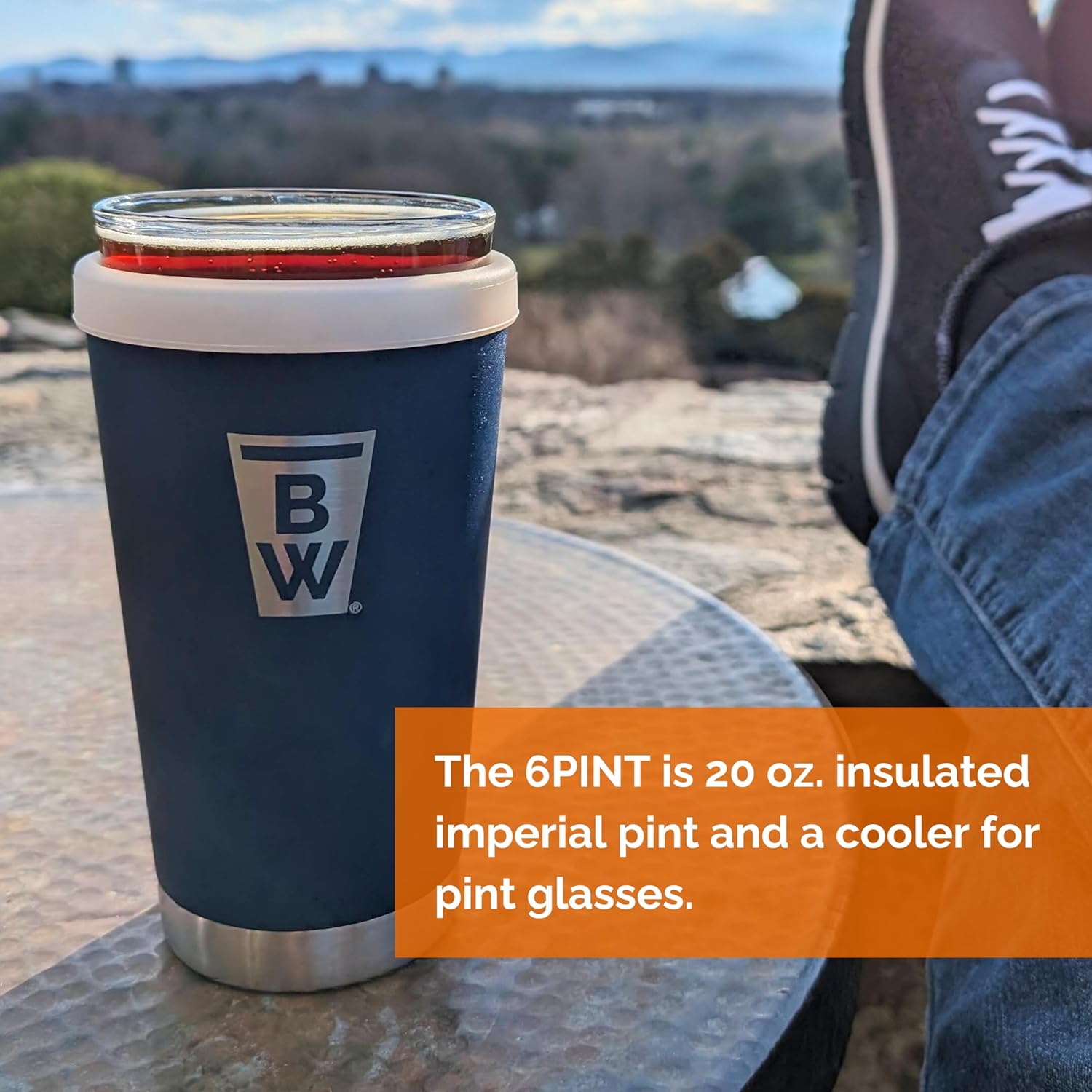 6PINT 6-in-1 Beverage Cooler | 20 oz. Imperial Pint Tumbler | Cooler for 12 to 24 oz. Plastic Cups | Cooler for 12 oz. Cans, Slim Cans, Bottles | Vacuum Insulated Stainless Steel (Light Blue)