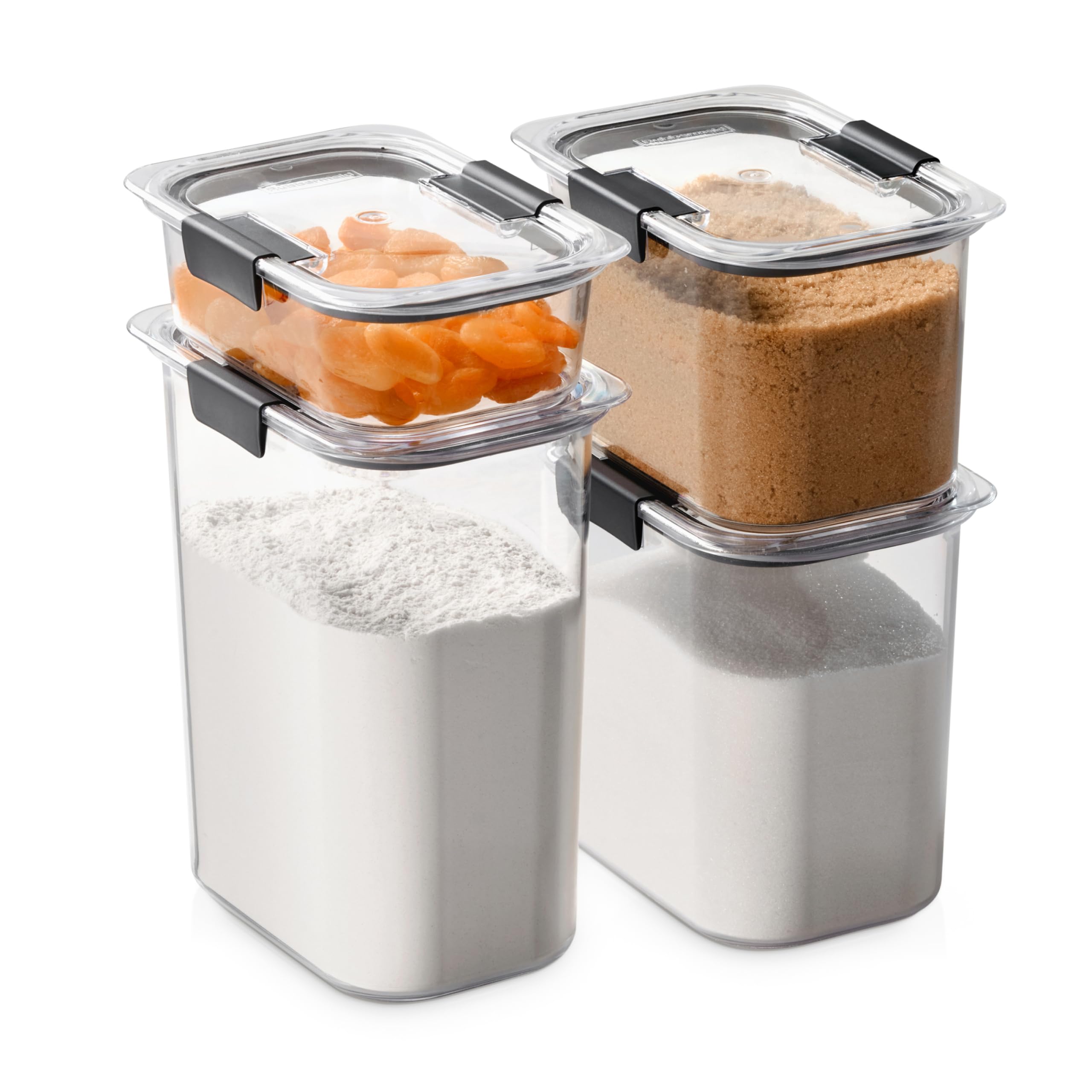 Rubbermaid Brilliance Pantry Food Storage Containers, Set of 4 (8 Pieces), BPA-Free, Clear, Airtight