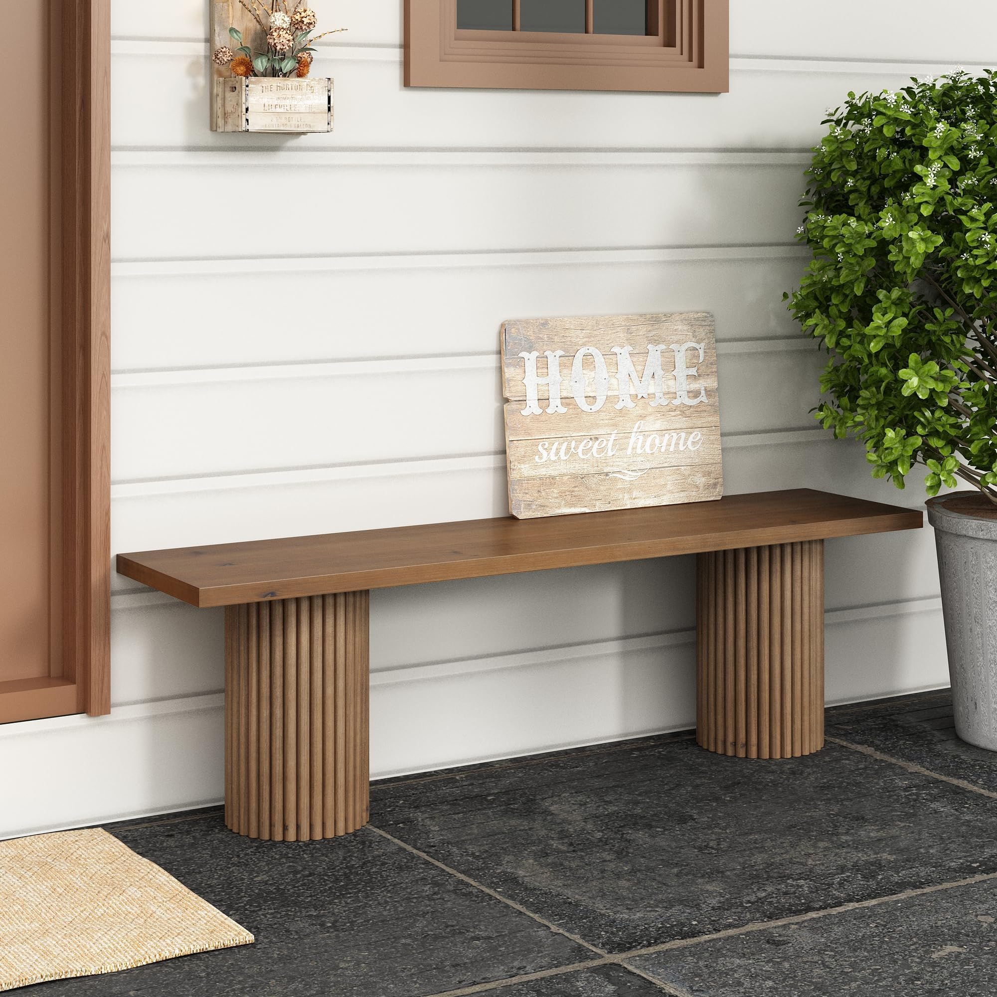 Snapklik.com : Farmhouse Long Wood Bench, 51