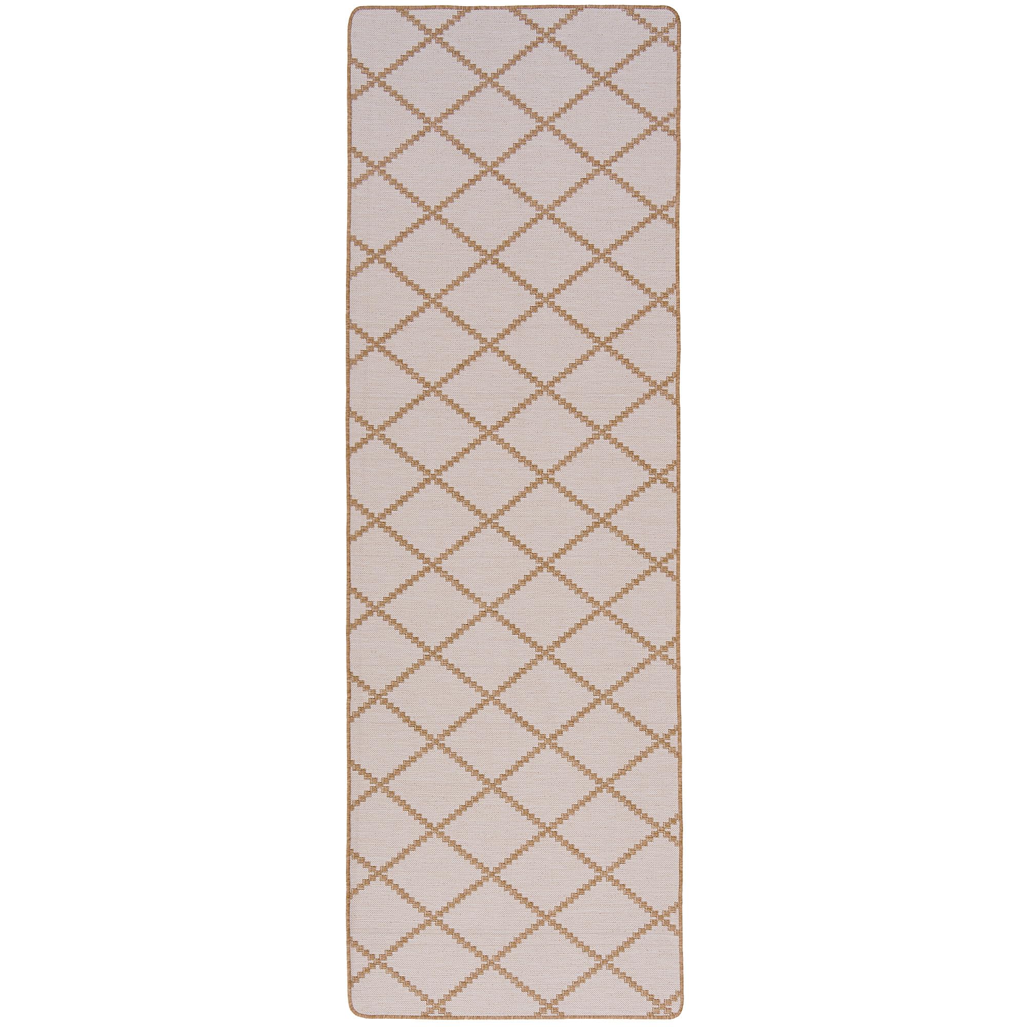 Snapstyle Tapis Couloir Intérieur & Extérieur Newport Beige – Tapis Réversible à Motif Losanges Moderne pour Couloir, Balcon et Terrasse
