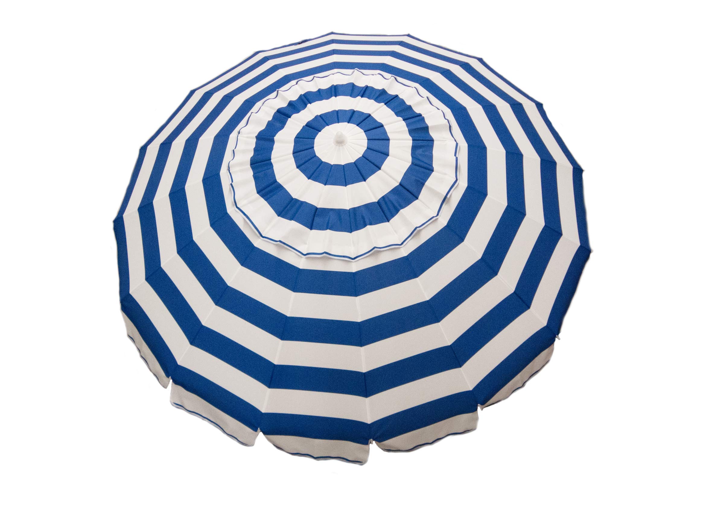 Heininger Deluxe 8 ft Royal Blue and White Stripe Patio and Beach Umbrella