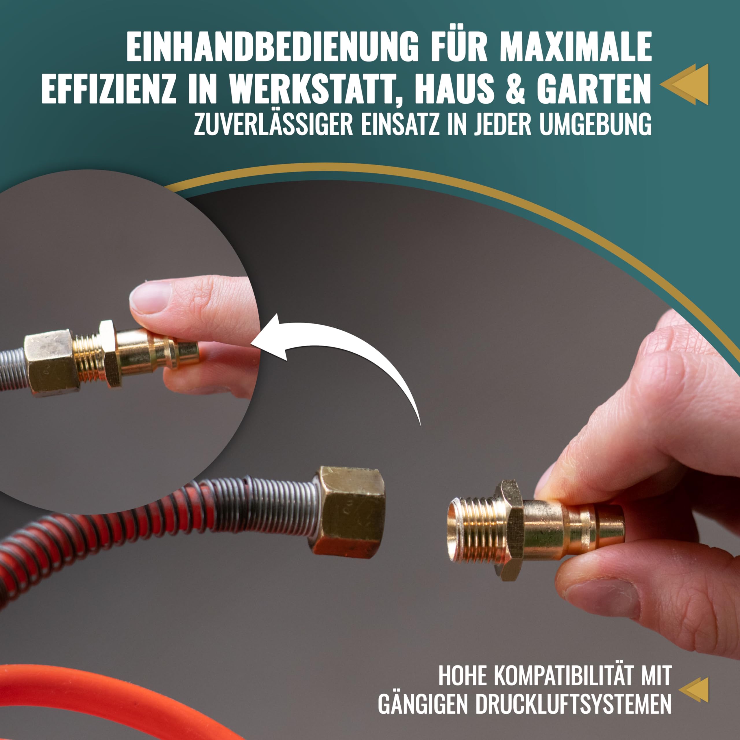 Poppstar Schnellkupplung Druckluft – 2x Kupplungsdose NW 7,2 Mit 1/2 Zoll AG, Messing, Einseitig Absperrend, 20 Bar – Für Kompressoren & Werkzeuge Messing Druckluft Kupplungsdose