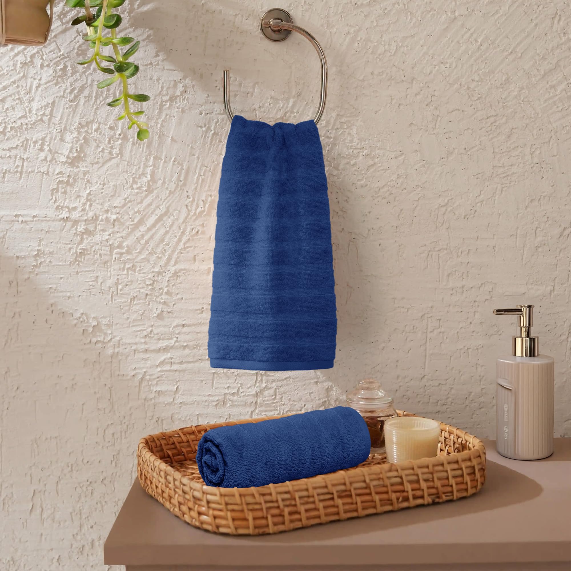 MYTRIDENT Quick Dry Towel, 400 GSM, 100% Cotton Towel, 2 Pc Hand, Navy Blue