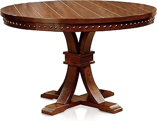 Furniture of America Castile Transitional Round Dining Table, Dark Oak - coolthings.us