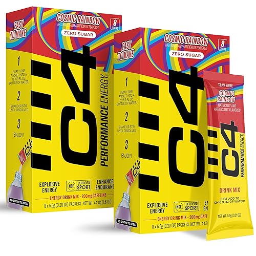 C4 Performance Energy, Cosmic Rainbow, 200mg Caffeine, Zero Sugar, NSF
