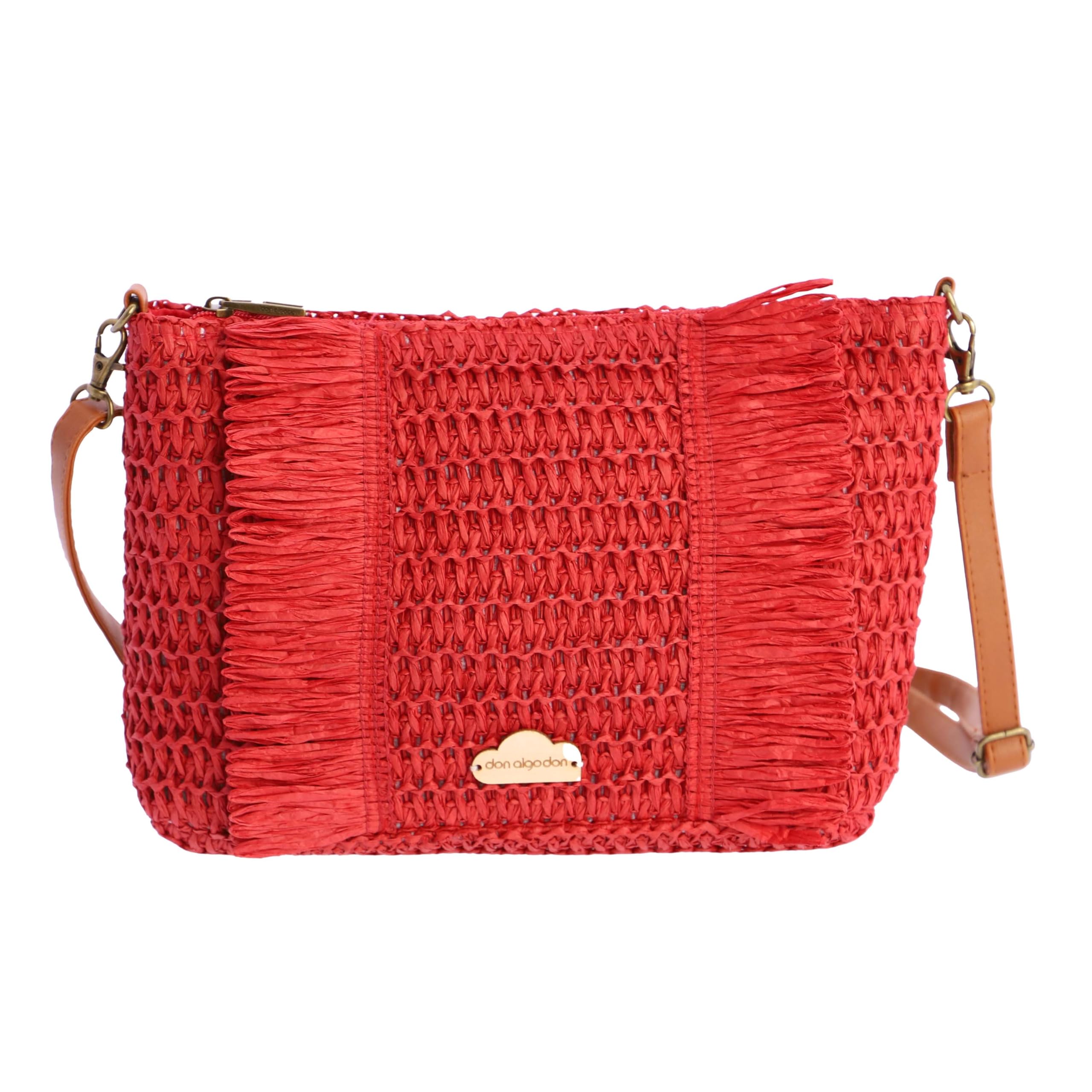 DON ALGODON Bolso bandolera mujer - Bolso playa mujer - Bolso mujer verano - Bolso rafia mujer - Bolsa playa para mujer - Bolso mimbre mujer hecho a mano ideal para la playa, Beja