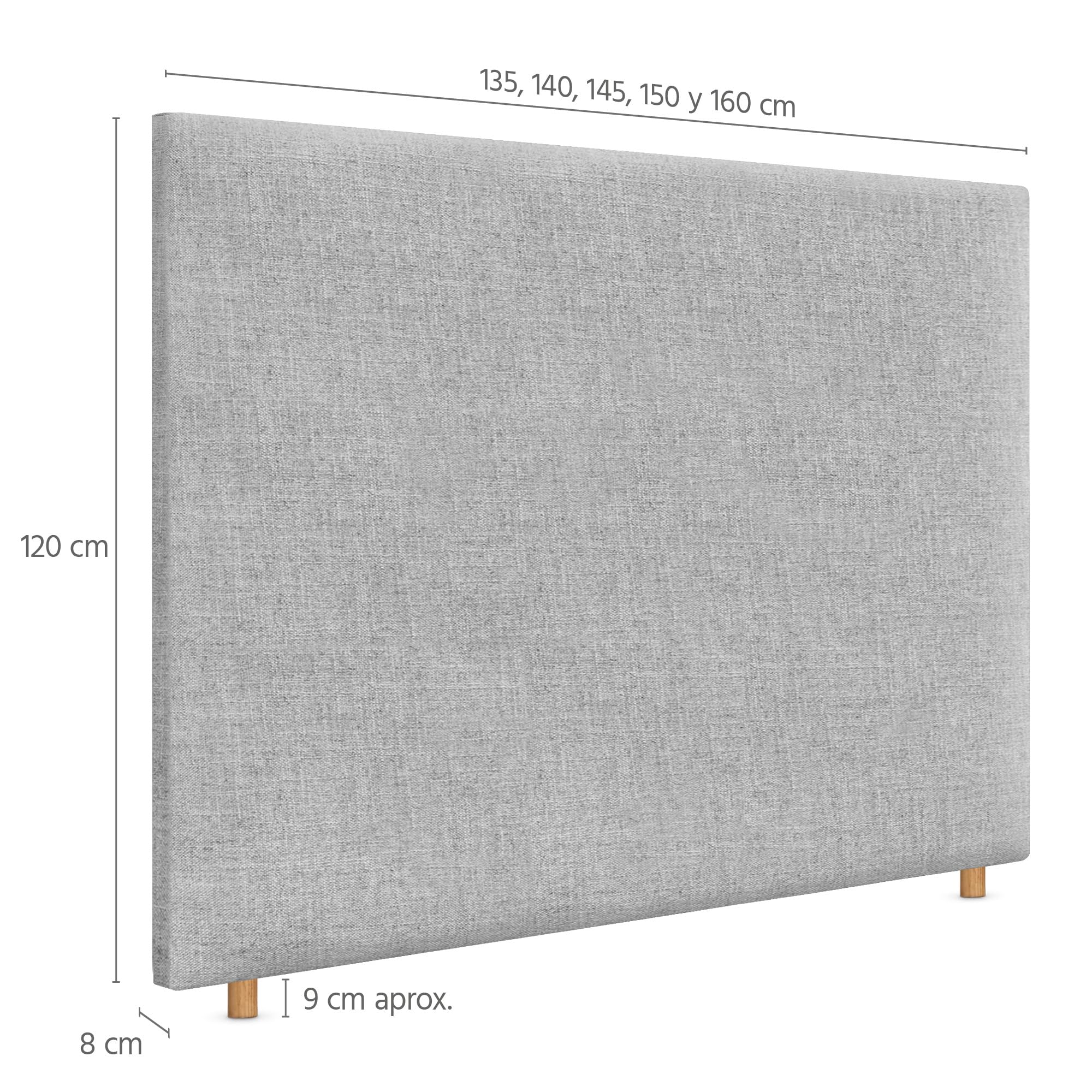 DHOME Cabecero de Lino Natural Liso hasta el Suelo con 8cm de Grosor Cabezal Tapizado Cama Dormitorio Moderno Top Trending (Gris Claro, 160cm (Camas 150))