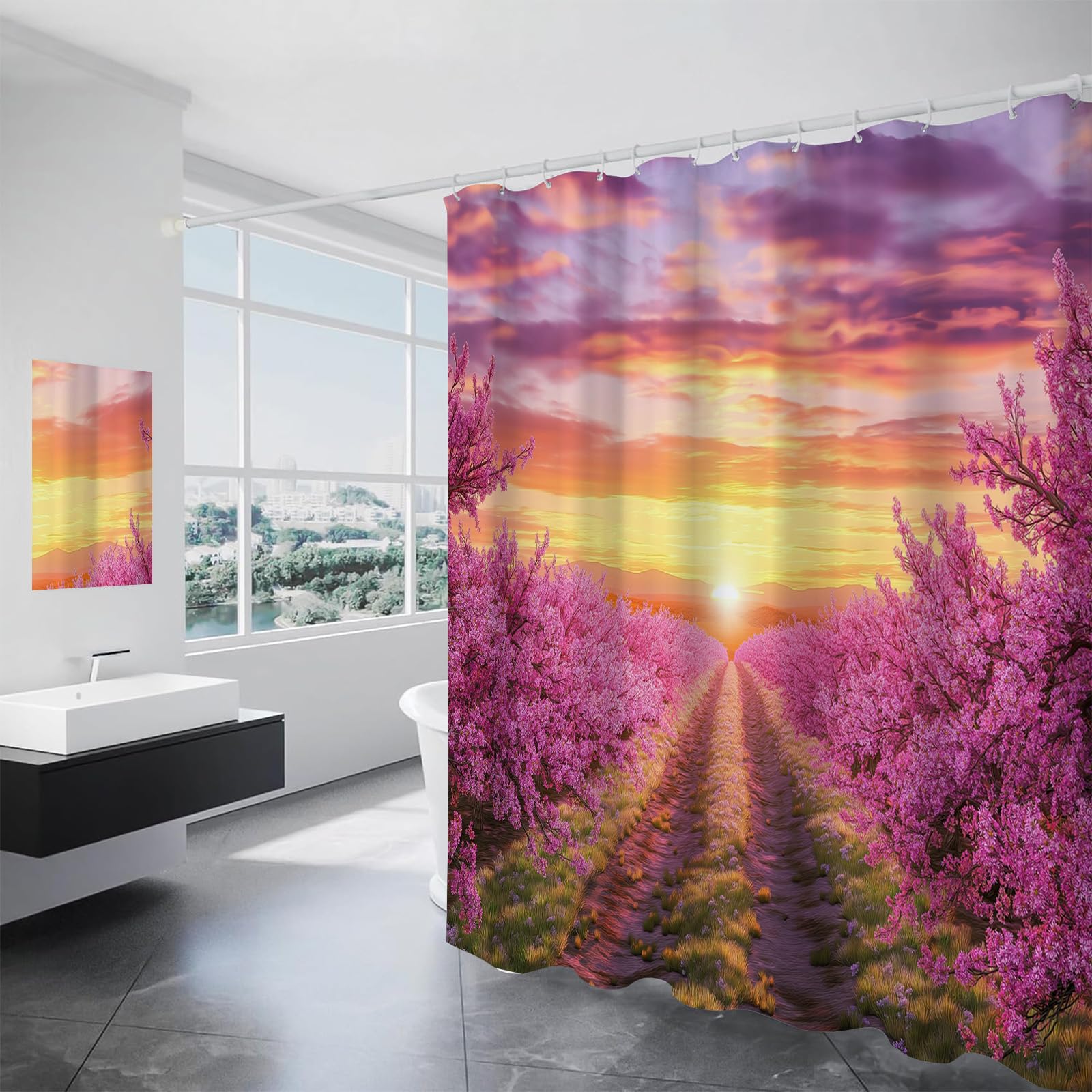 Rideau de douche 240x200 lavable en machine avec crochets pour baignoire
