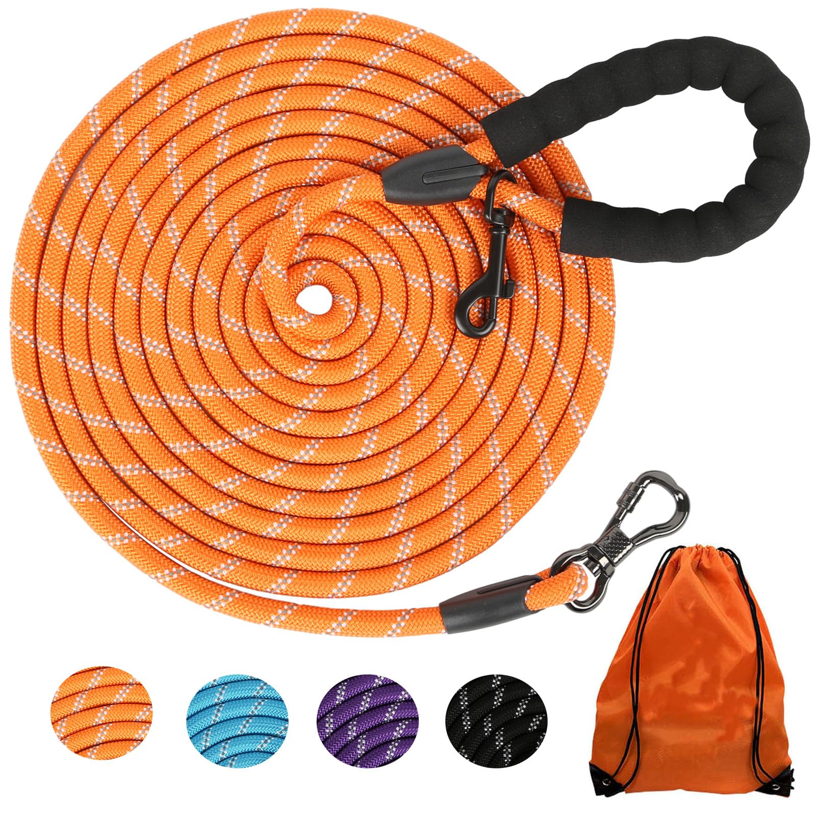 Long Dog Leash for Dog Training 16FT/30FT/50FT/100FT, Reflective Dog Leash with Lockable Hook, Heavy Duty Dog Lead Tie Out Rope for Large Medium Small Dogs Outside Walking, Playing, Camping, or Yard