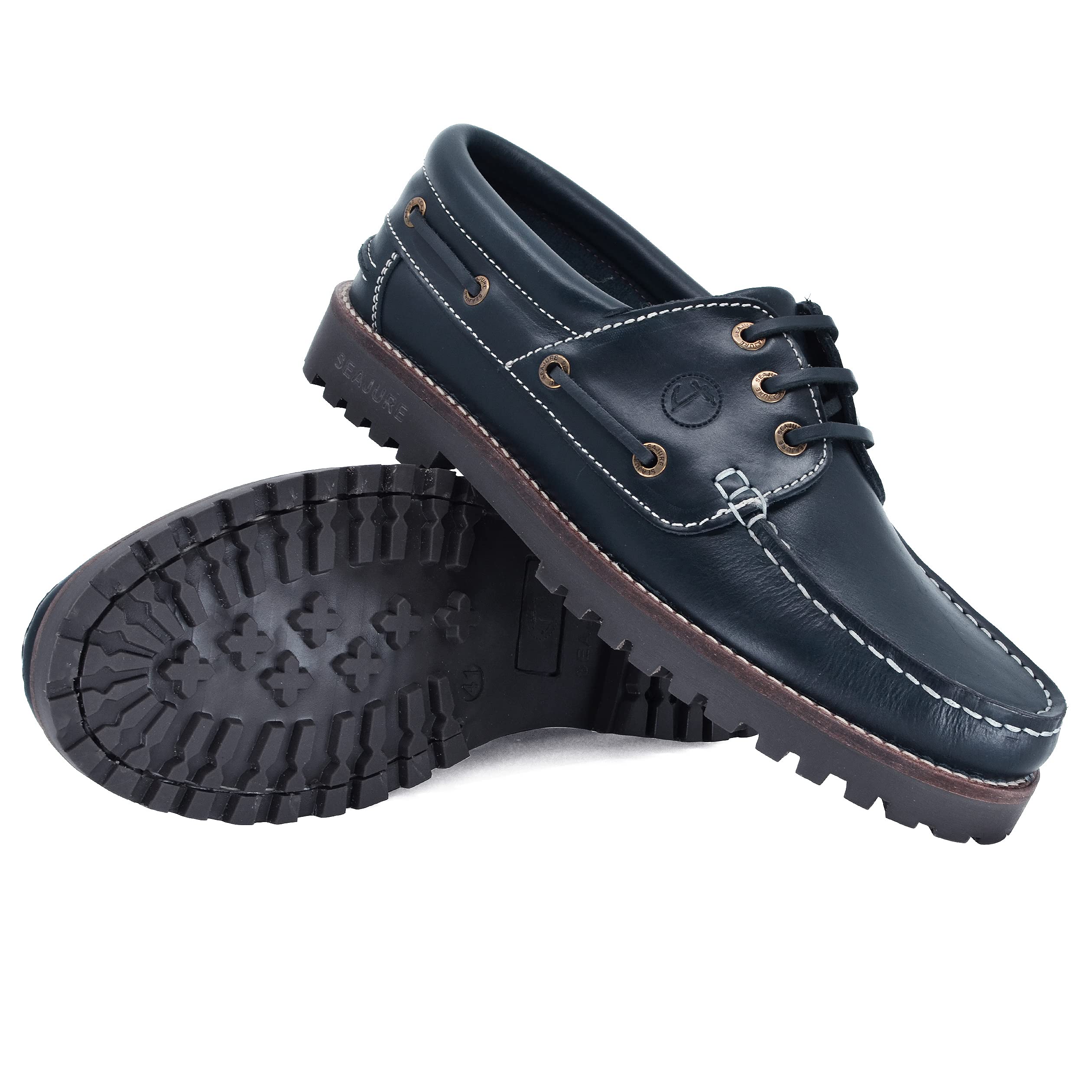 Seajure Damen Bootsschuhe Lubmin Marineblau Leder