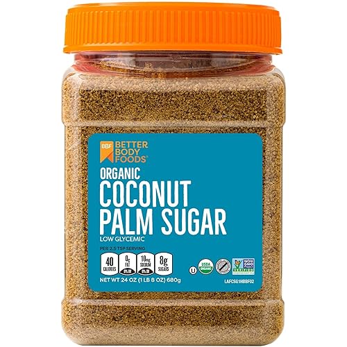 BetterBody Foods Organic Coconut Palm Sugar, Gluten-Free, Non-GMO, Low Glycemic Sugar Substitute, 1.5 lbs, 24 Ounce