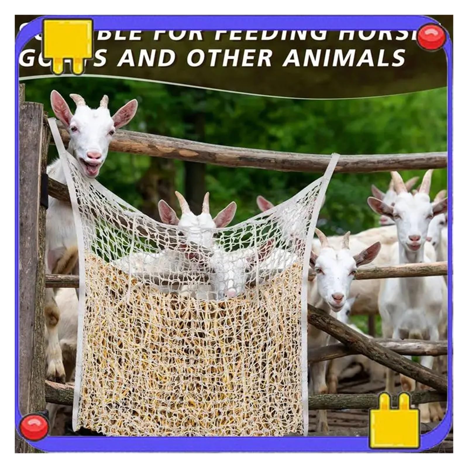 Heunetz für Pferde 2Pcs Weiß Langsam Fütterung Heu Net Pferd Tasche for Ziege Liefert