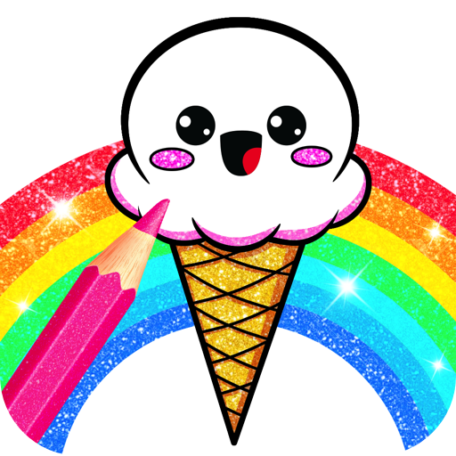 Rainbow Glitter Coloring Book Kawaii - Kids Fun Coloring Pages and ...
