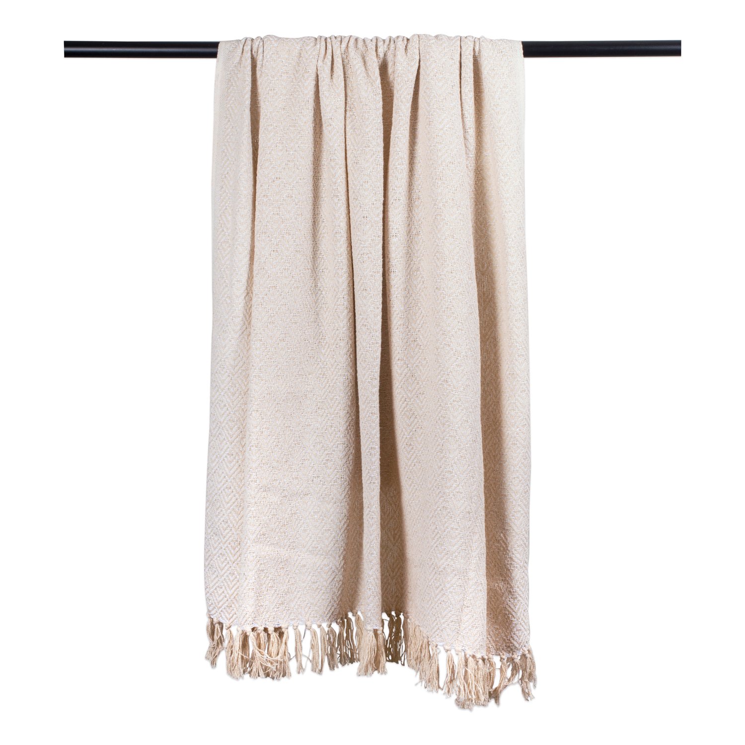 DII Fringed Stripe Tabletop, Cotton, White, 50x60, 50x60" - Image 4